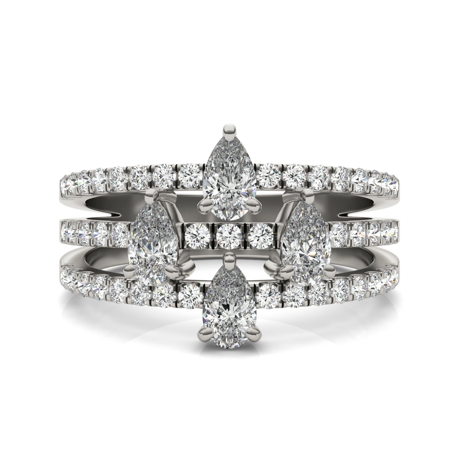 1 1/3 CTW Pear Caydia® Lab Grown Diamond Three Row Fashion Ring