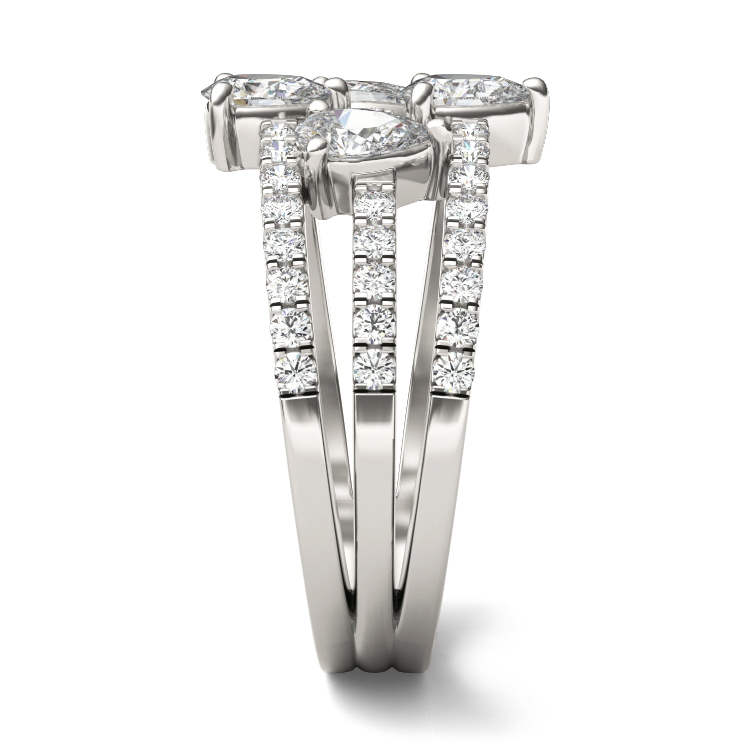 1 1/3 CTW Pear Caydia® Lab Grown Diamond Three Row Fashion Ring