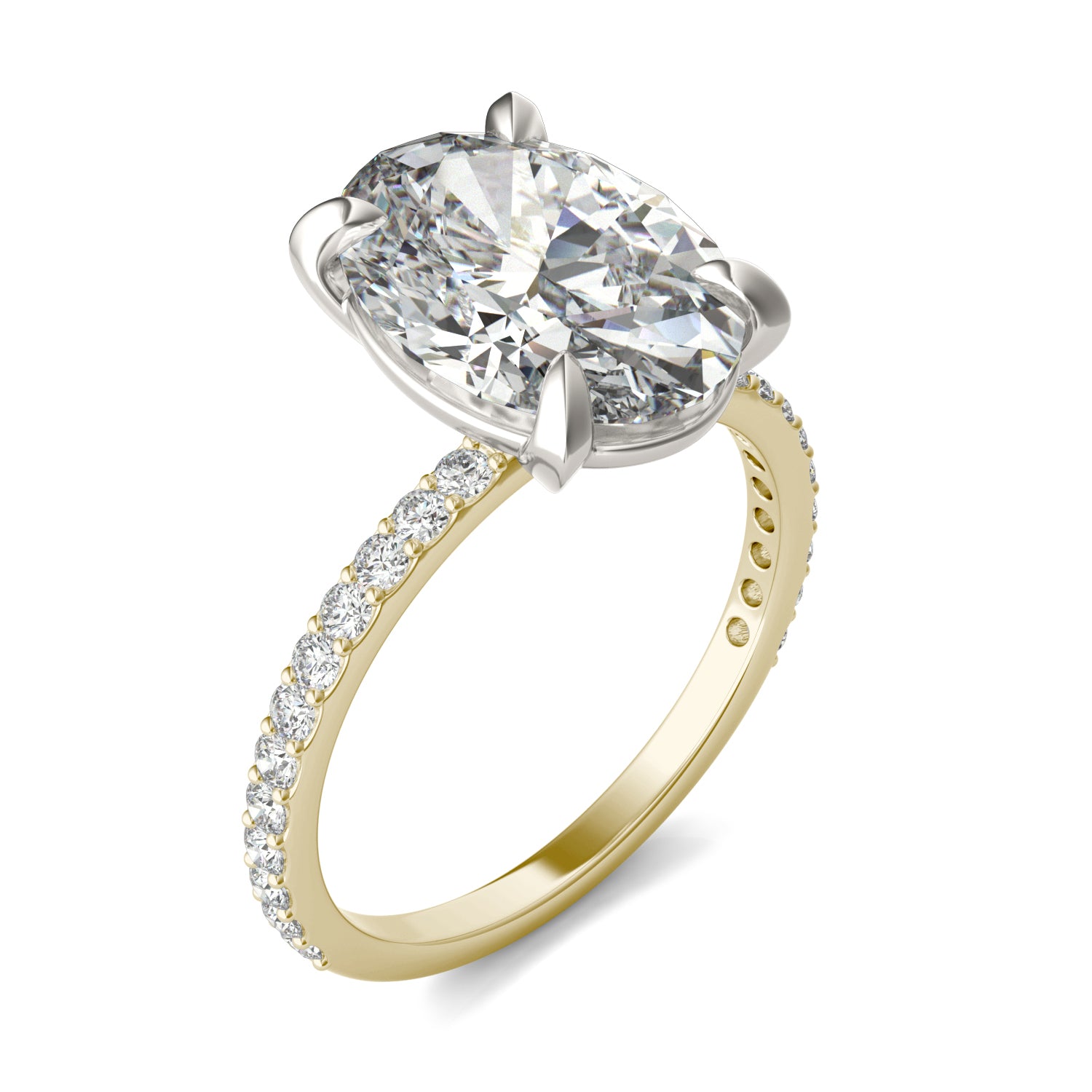 4 2/5 CTW Oval Caydia® Lab Grown Diamond Classic Solitaire with Side Accents Ring