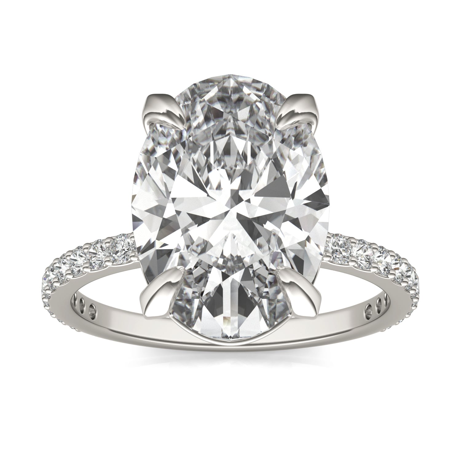 5 2/5 CTW Oval Caydia® Lab Grown Diamond Classic Solitaire with Side Accents Ring