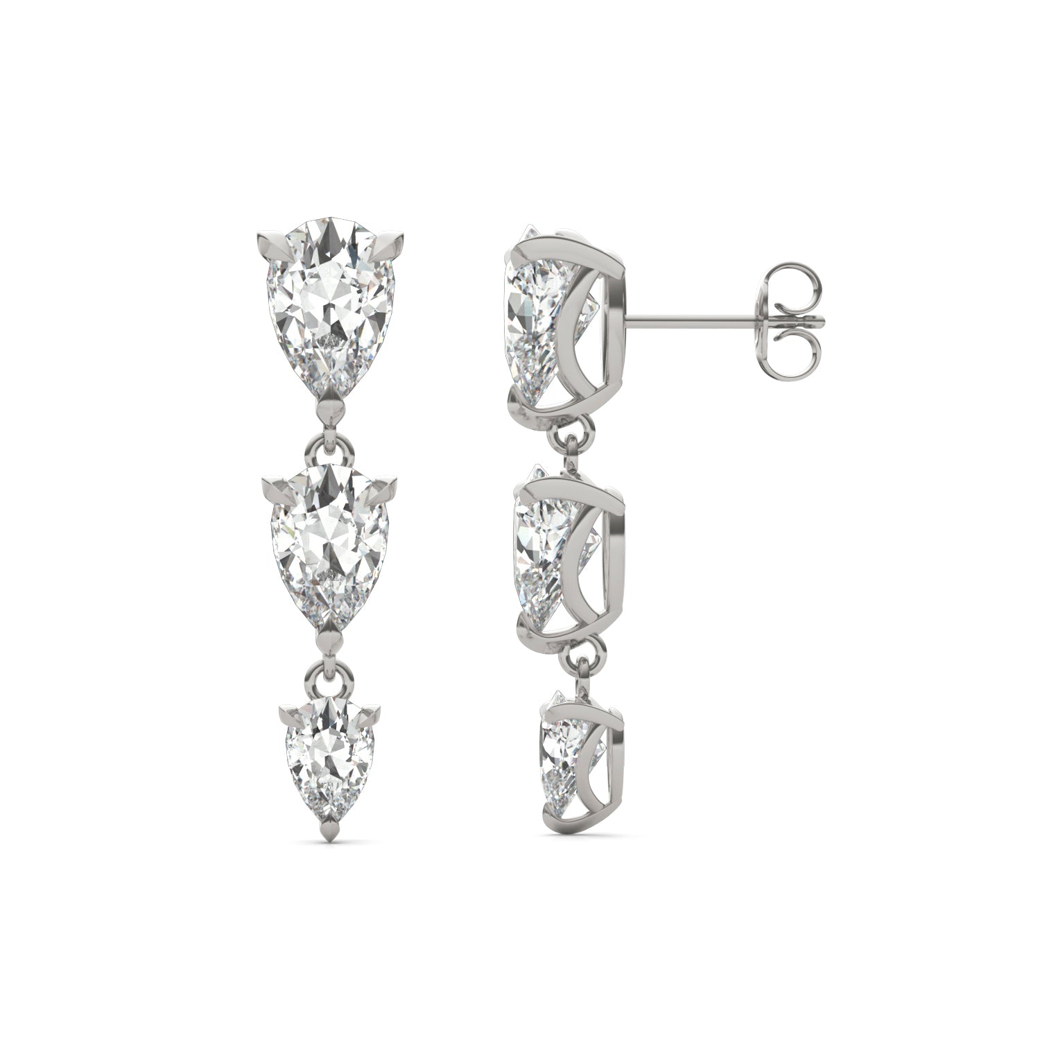 5.74 CTW DEW Pear Forever One™ Moissanite Graduated Drop Earrings