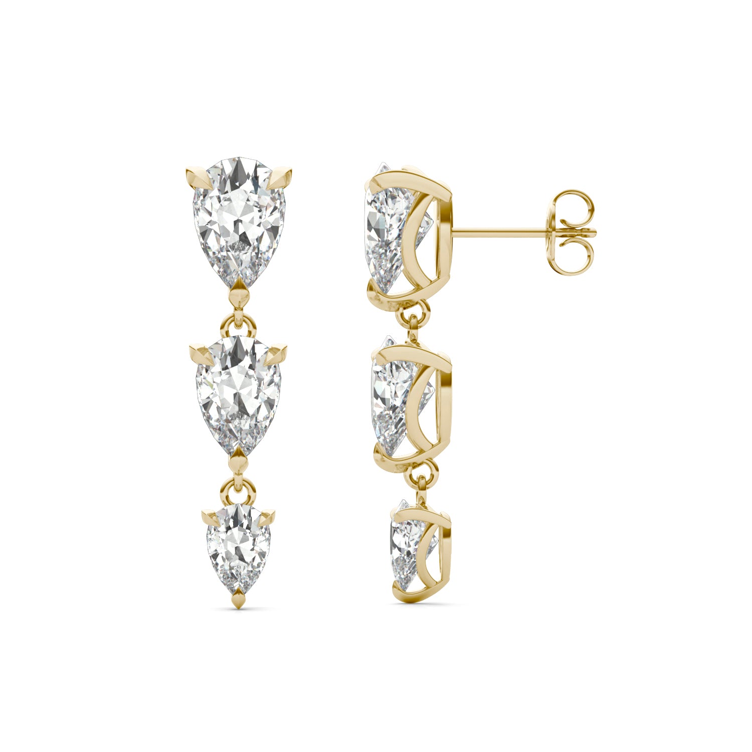 5.74 CTW DEW Pear Forever One™ Moissanite Graduated Drop Earrings