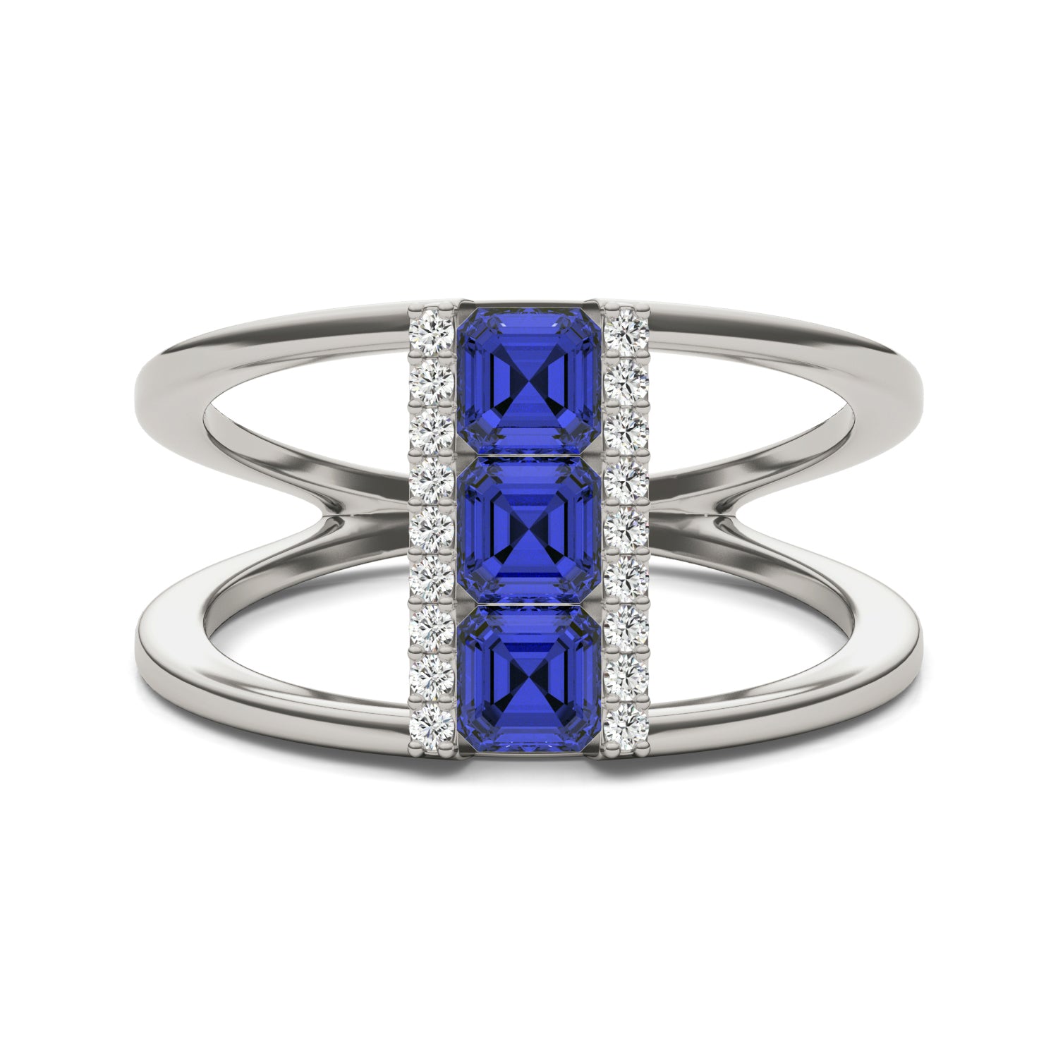 1/5 CTW Round Caydia® Lab Grown Diamond Geometric Fashion Ring featuring Created Sapphire