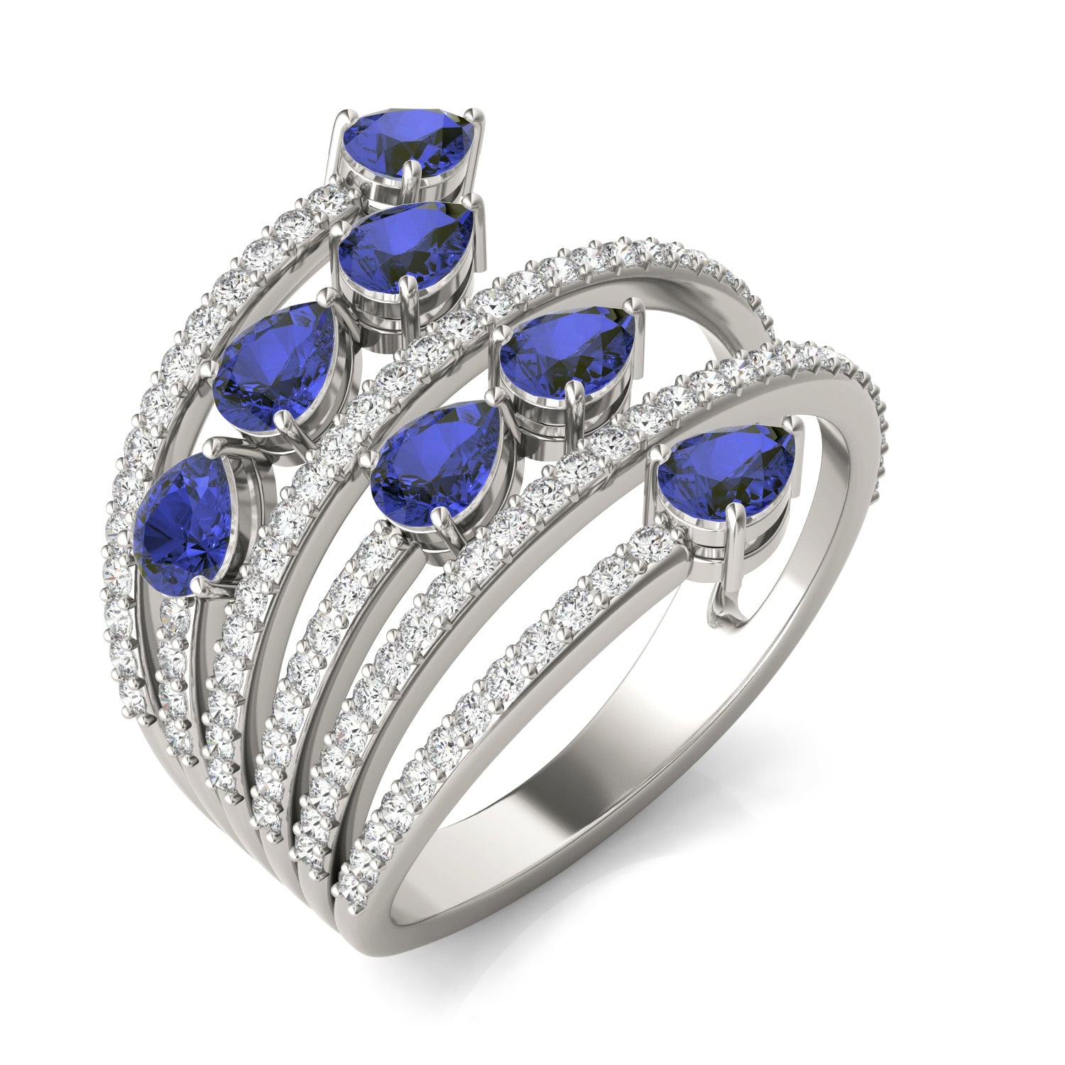 1/2 CTW Round Caydia® Lab Grown Diamond Statement Ring featuring Created Sapphire