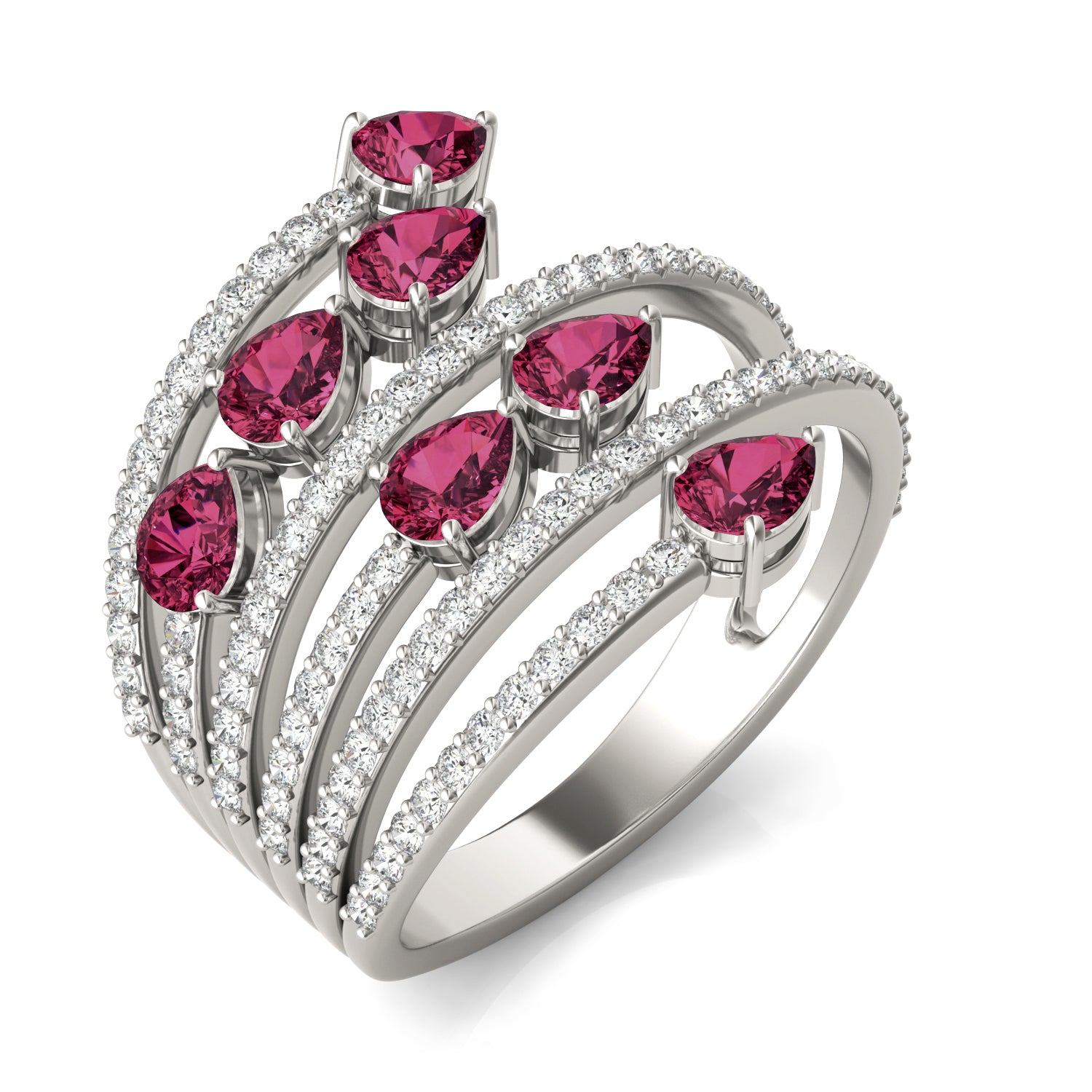 1/2 CTW Round Caydia® Lab Grown Diamond Statement Ring featuring Created Ruby