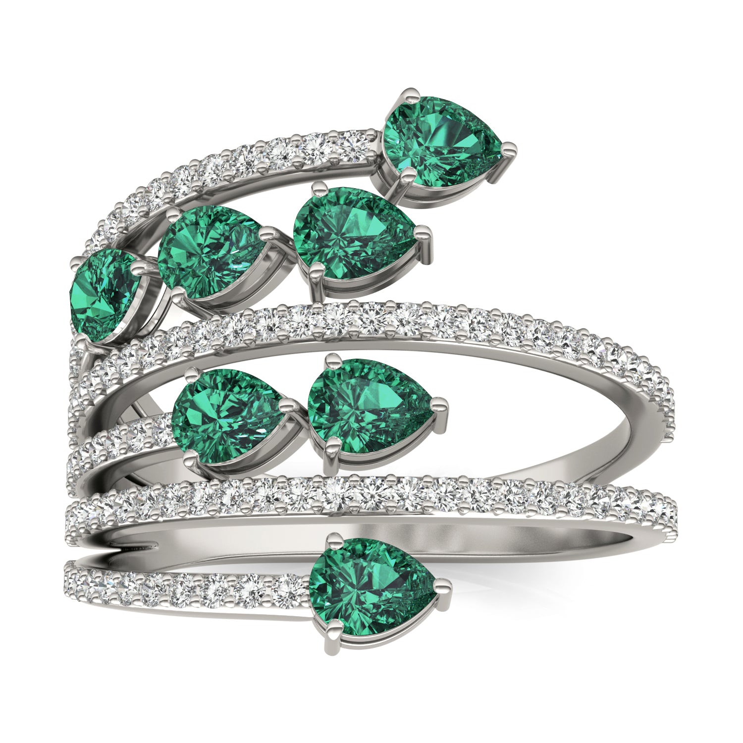1/2 CTW Round Caydia® Lab Grown Diamond Statement Ring featuring Created Emerald