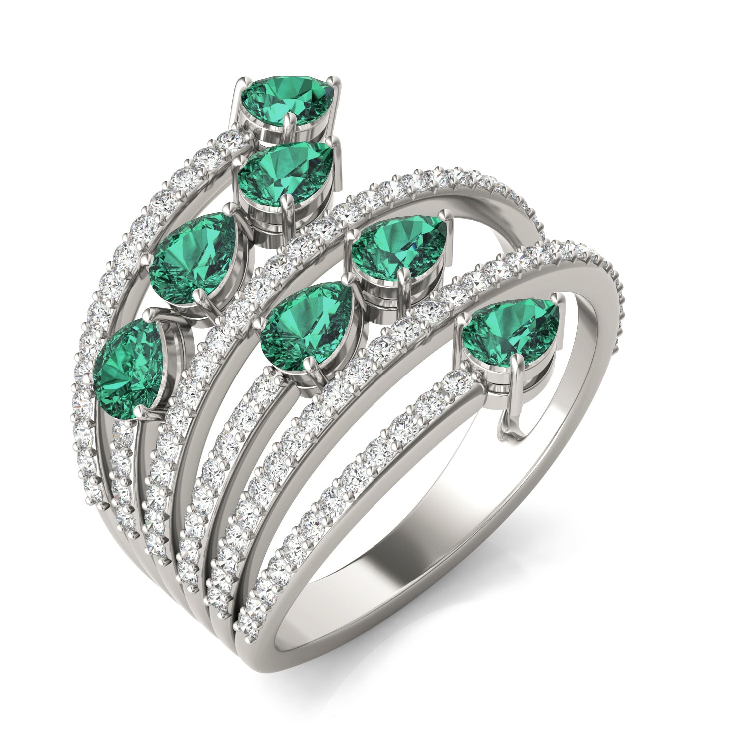 1/2 CTW Round Caydia® Lab Grown Diamond Statement Ring featuring Created Emerald