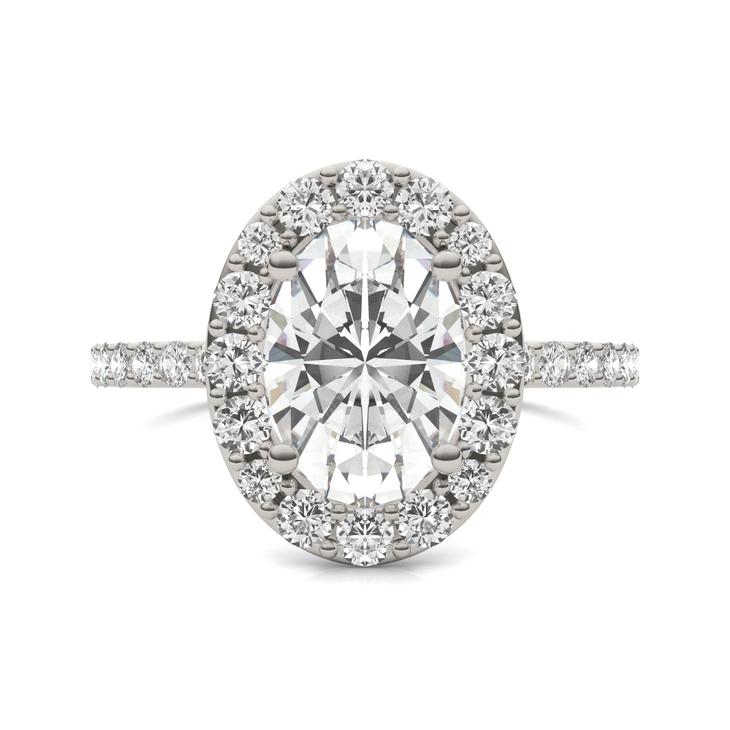 3.28 CTW DEW Elongated Oval Forever One™ Moissanite Classic Halo Ring