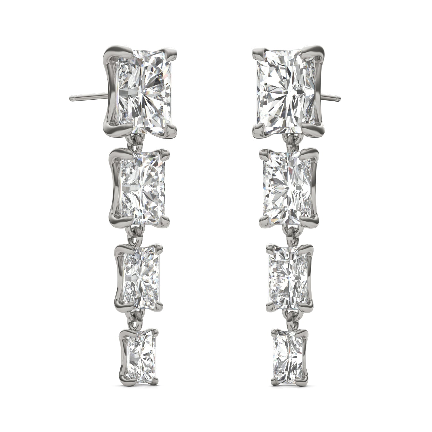 8.06 CTW DEW Radiant Forever One™ Moissanite Graduated Drop Earrings