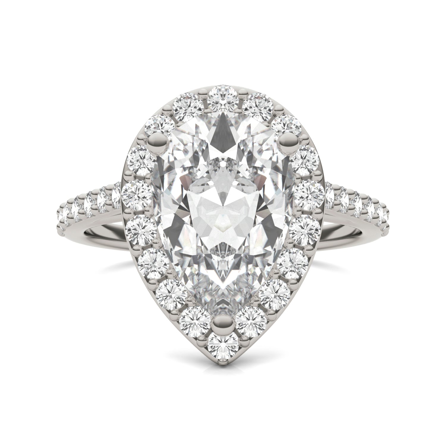 4.23 CTW DEW Pear Forever One™ Moissanite Halo Ring