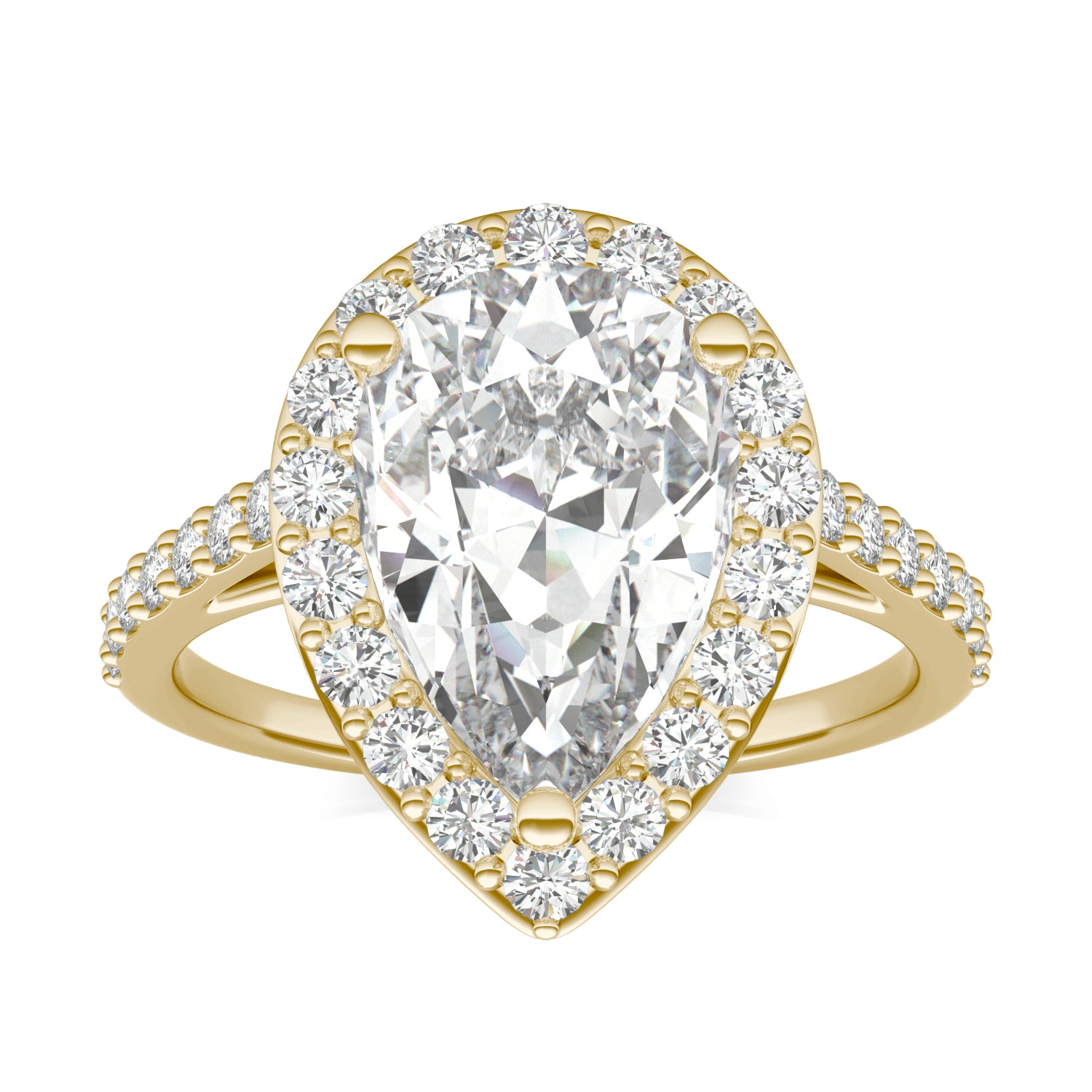 4.23 CTW DEW Pear Forever One™ Moissanite Halo Ring