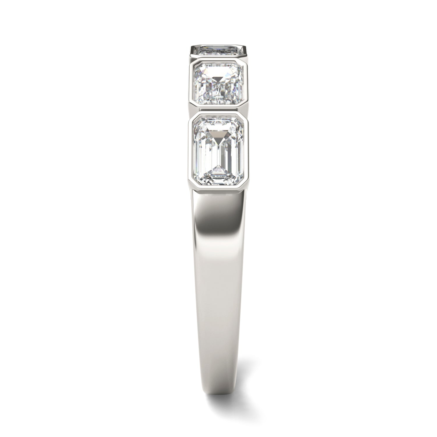 1 1/4 CTW Emerald Caydia® Lab Grown Diamond Couture Bezel East-West Anniversary Ring