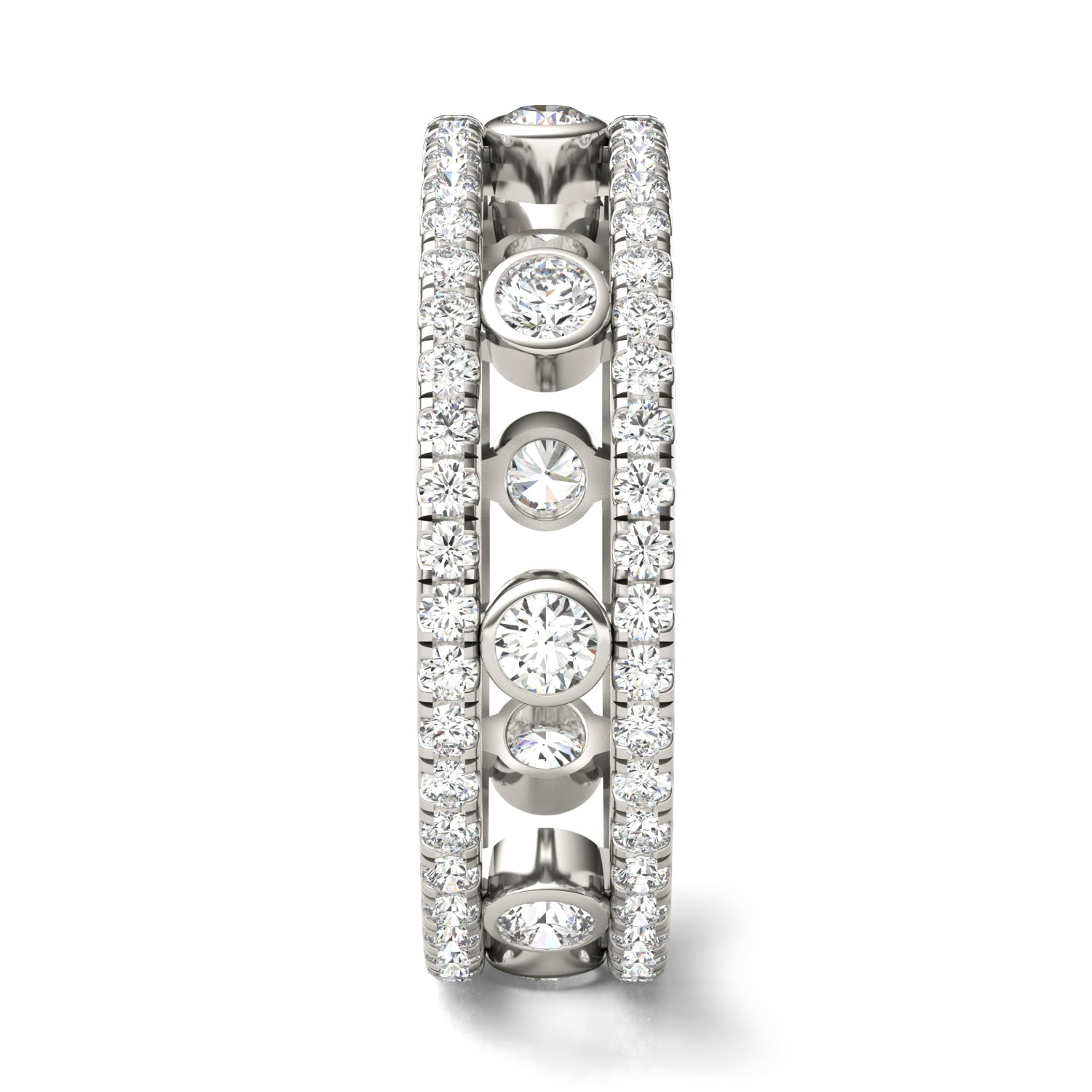 1 2/5 CTW Round Caydia® Lab Grown Diamond Couture Three Row Eternity Ring