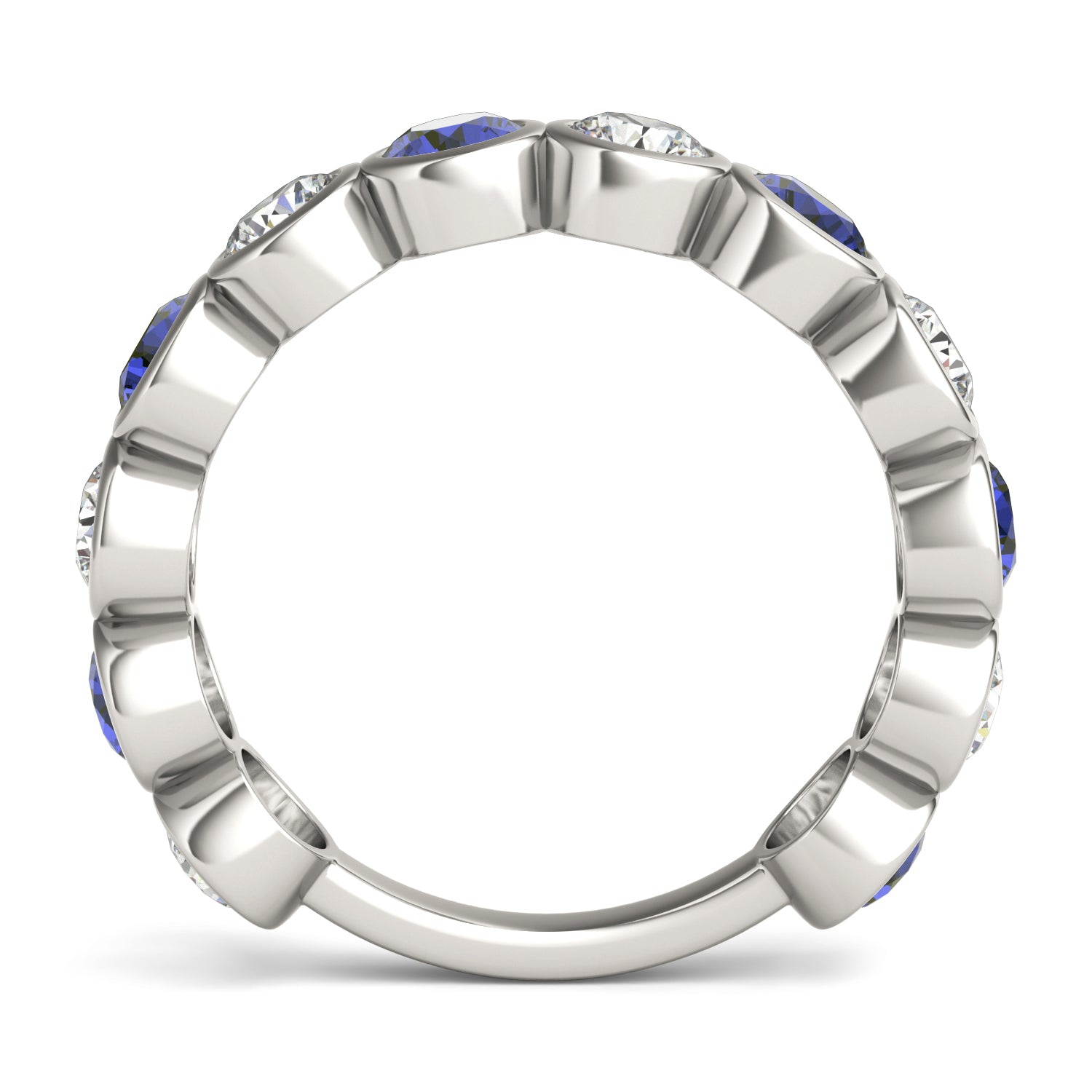 1 5/8 CTW Round Caydia® Lab Grown Diamond Couture Bezel Anniversary Ring featuring Created Sapphire