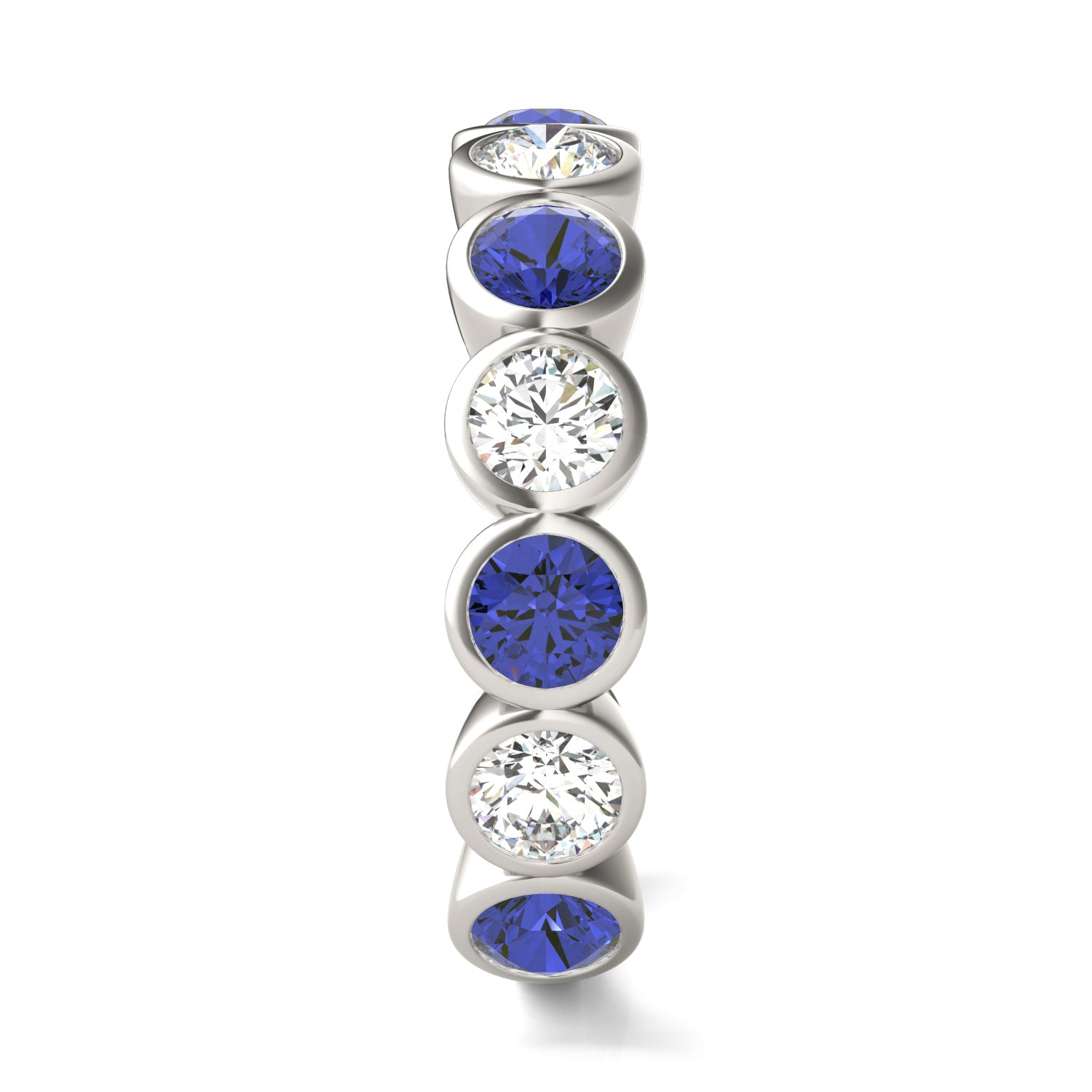 1 5/8 CTW Round Caydia® Lab Grown Diamond Couture Bezel Anniversary Ring featuring Created Sapphire