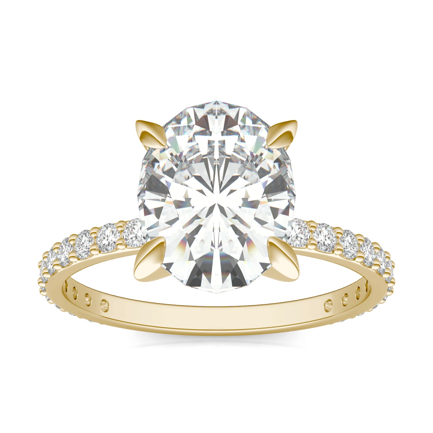 2 7/8 CTW Oval Caydia® Lab Grown Diamond Classic Solitaire with Side Accents Ring