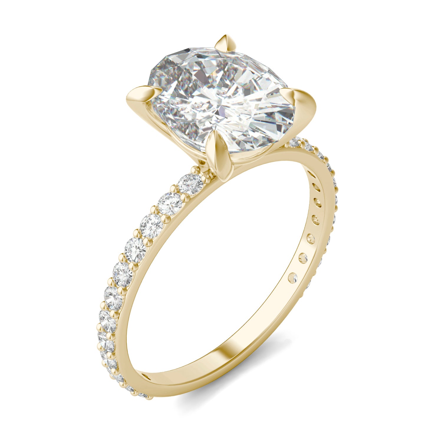 2 7/8 CTW Oval Caydia® Lab Grown Diamond Classic Solitaire with Side Accents Ring