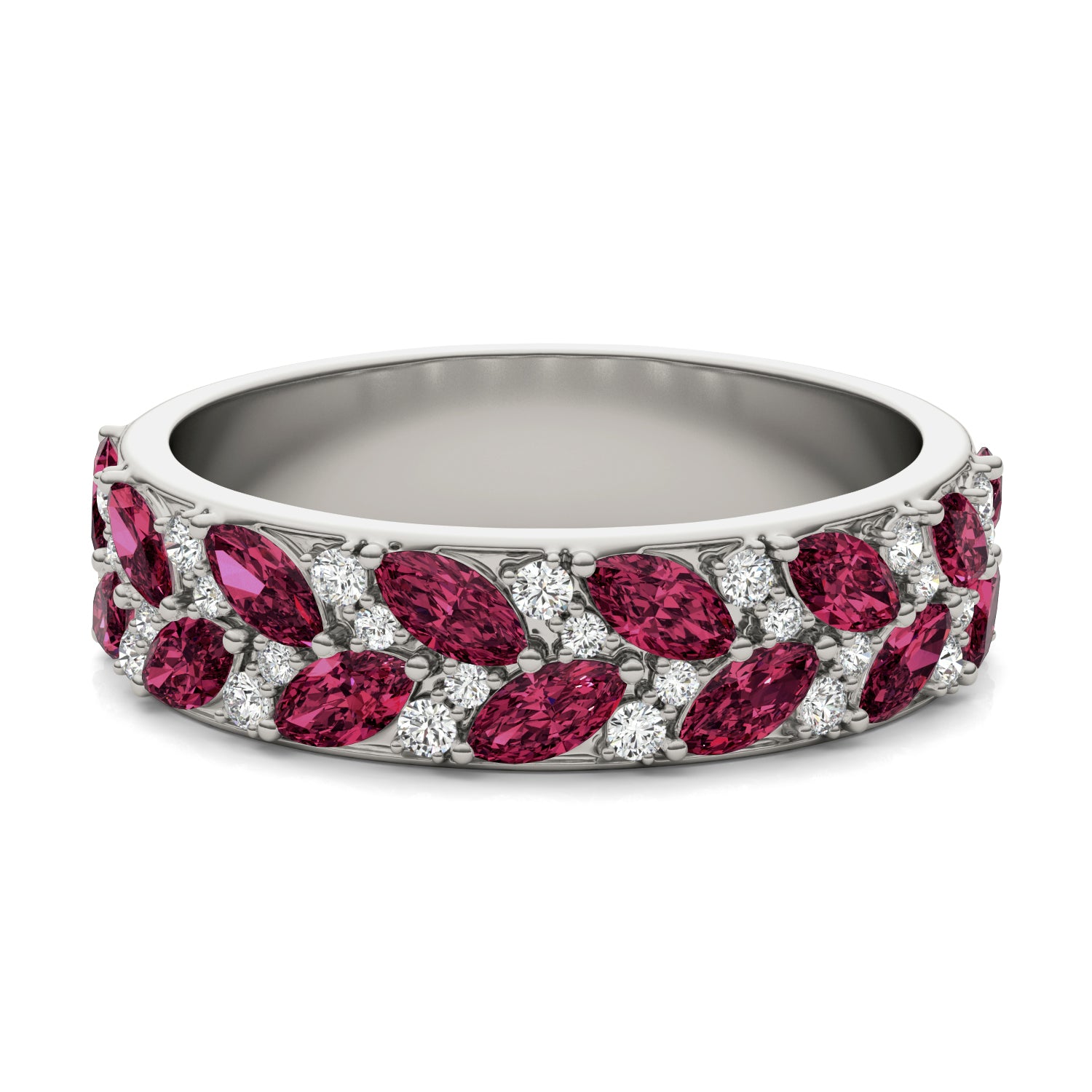 1/4 CTW Round Caydia® Lab Grown Diamond Alternating Anniversary Ring featuring Created Ruby