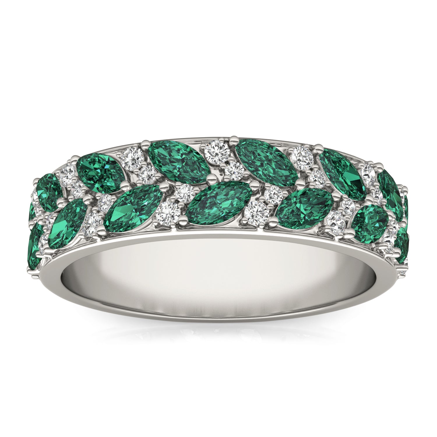 1/4 CTW Round Caydia® Lab Grown Diamond Alternating Anniversary Ring featuring Created Emerald