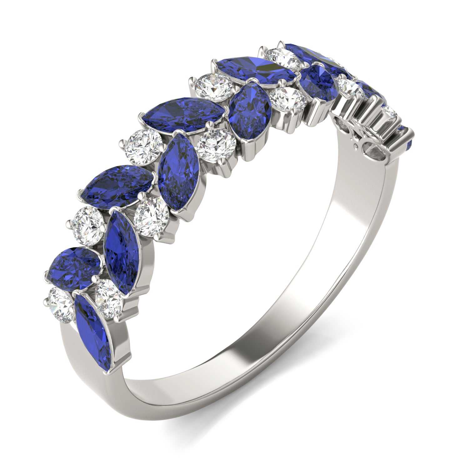 1/3 CTW Round Caydia® Lab Grown Diamond Alternating Ring featuring Created Sapphire