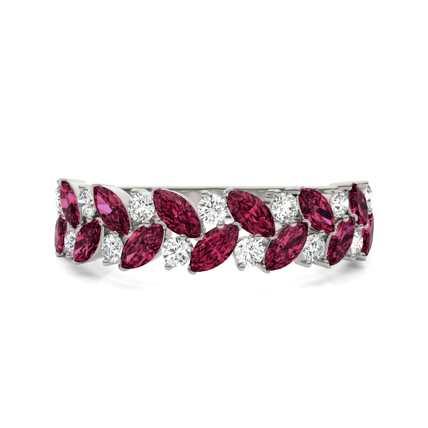 1/3 CTW Round Caydia® Lab Grown Diamond Alternating Ring featuring Created Ruby