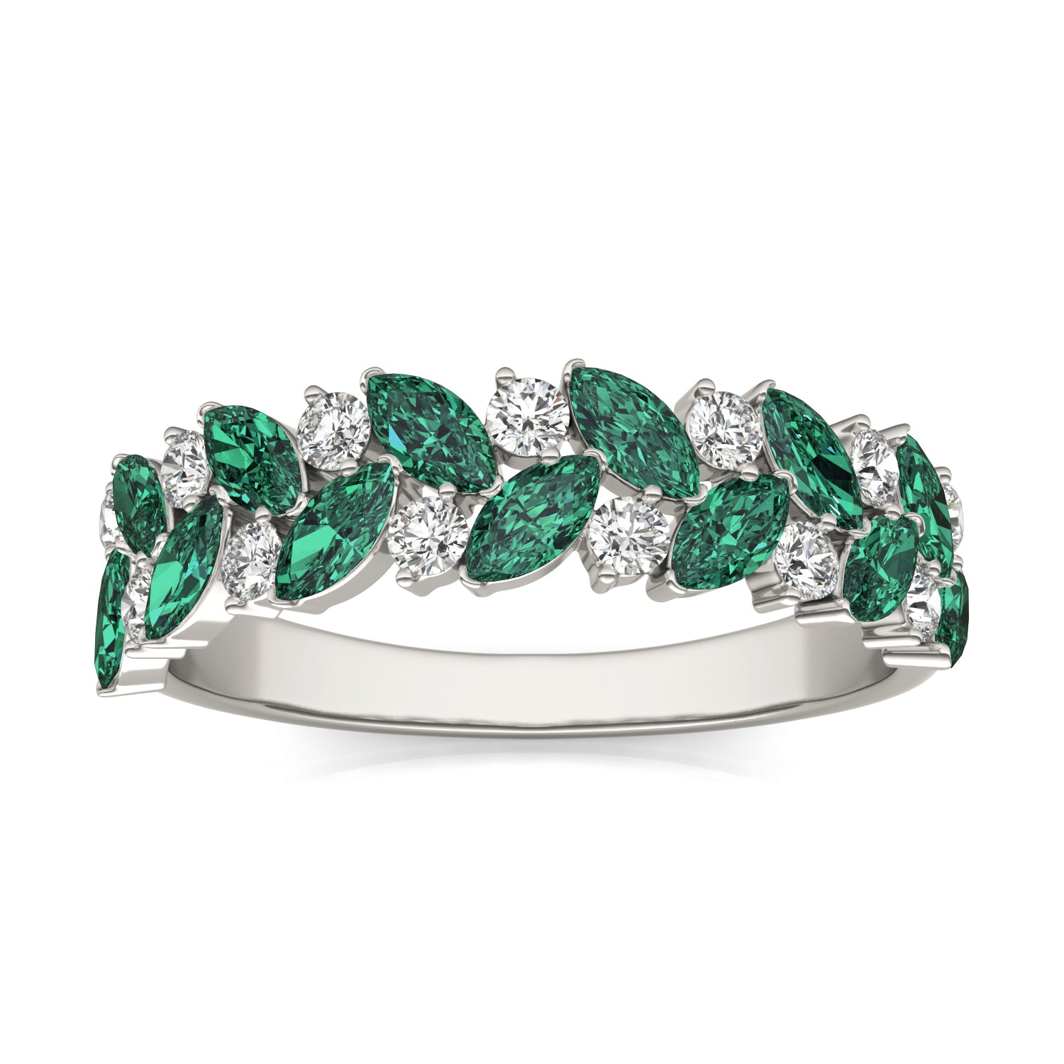 1/3 CTW Round Caydia® Lab Grown Diamond Alternating Ring featuring Created Emerald