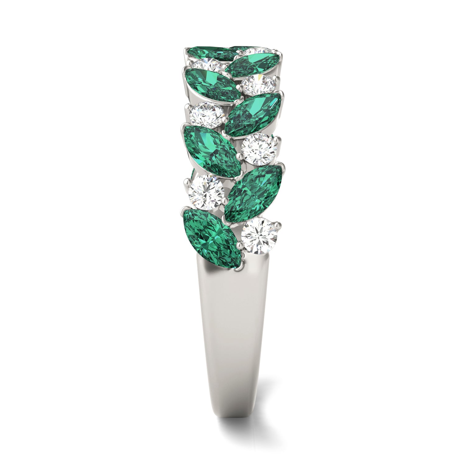 1/3 CTW Round Caydia® Lab Grown Diamond Alternating Ring featuring Created Emerald