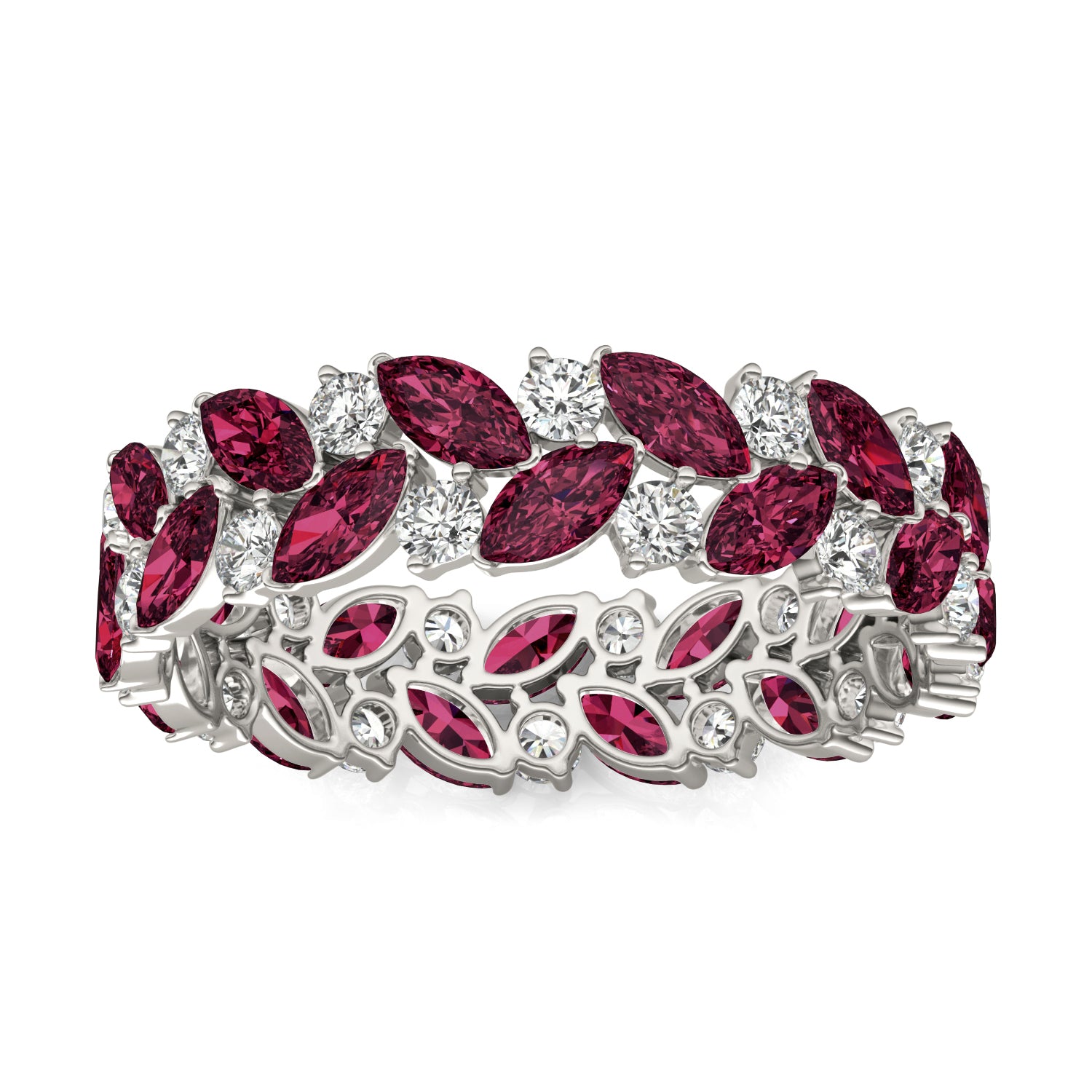 5/8 CTW Round Caydia® Lab Grown Diamond Alternating Eternity Ring featuring Created Ruby