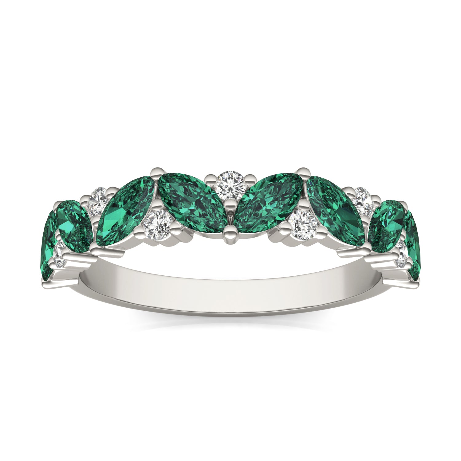 1/5 CTW Round Caydia® Lab Grown Diamond Alternating Classic Ring featuring Created Emerald