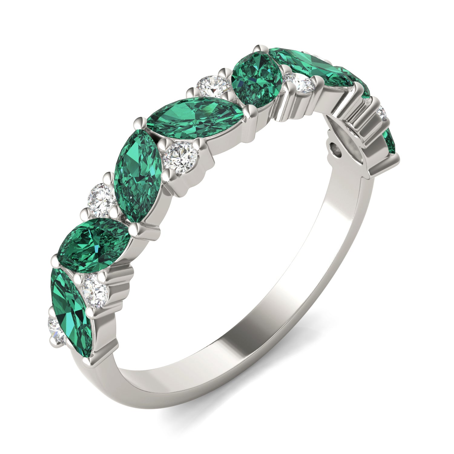 1/5 CTW Round Caydia® Lab Grown Diamond Alternating Classic Ring featuring Created Emerald