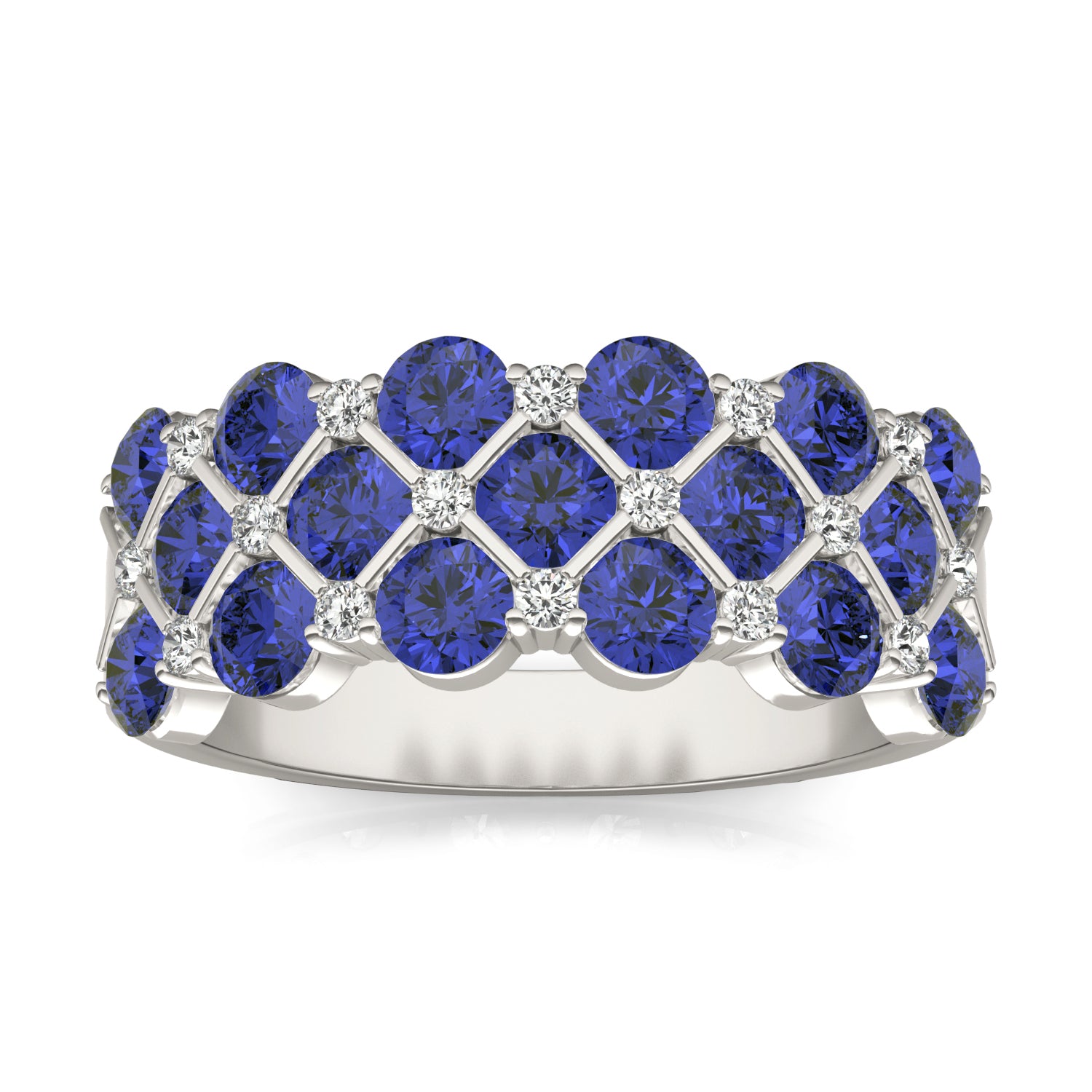 1/6 CTW Round Caydia® Lab Grown Diamond Three Row Anniversary Ring featuring Created Sapphire