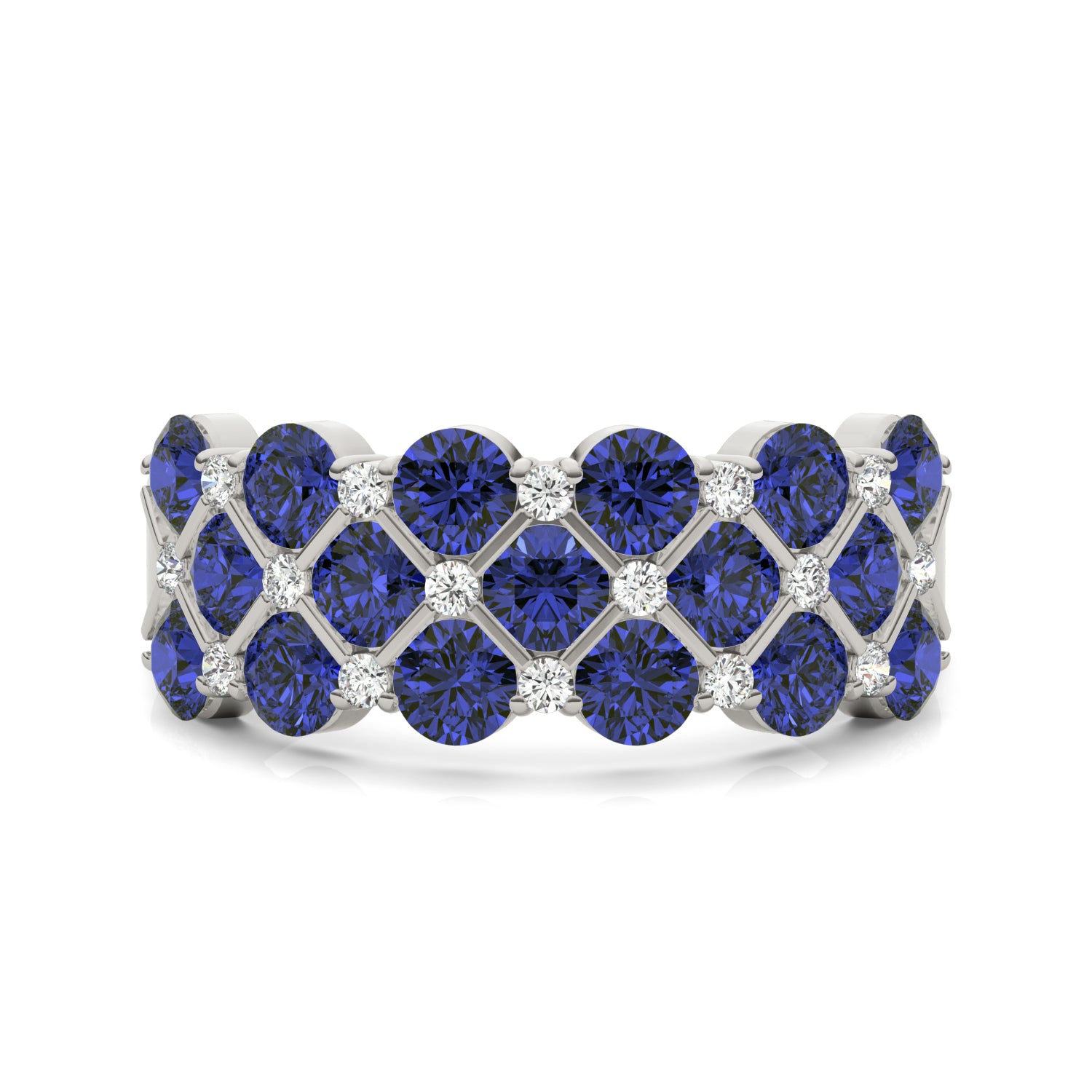1/6 CTW Round Caydia® Lab Grown Diamond Three Row Anniversary Ring featuring Created Sapphire