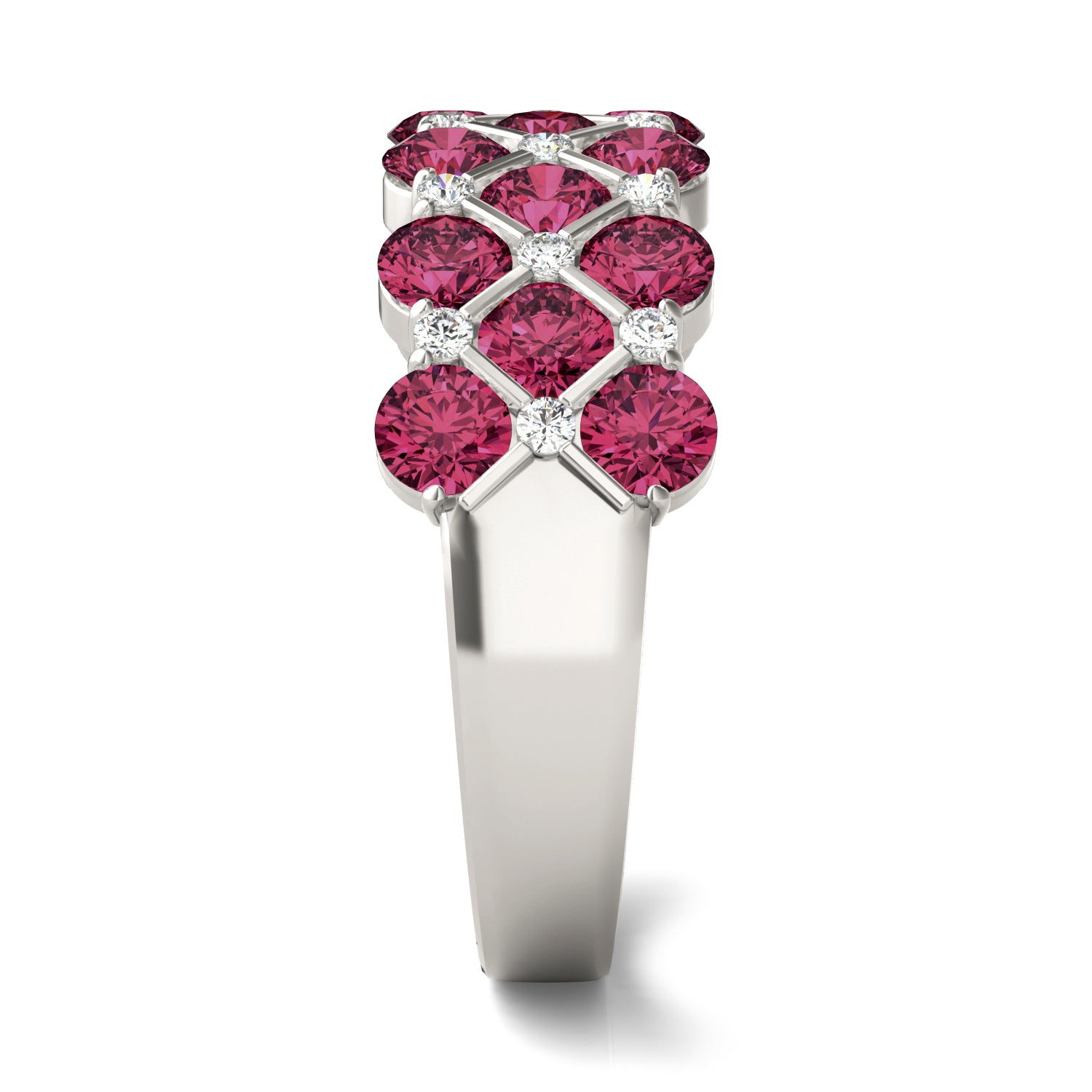 1/6 CTW Round Caydia® Lab Grown Diamond Three Row Anniversary Ring featuring Created Ruby