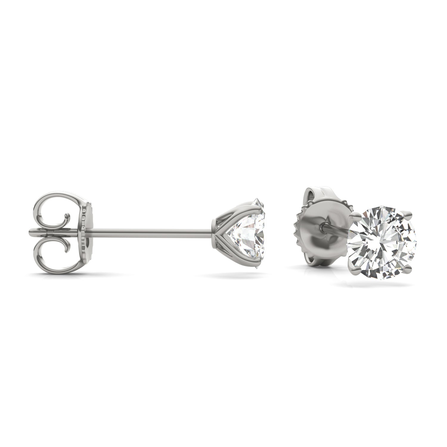 1.60 CTW DEW Round Forever One™ Moissanite Four Prong Martini Stud Earrings