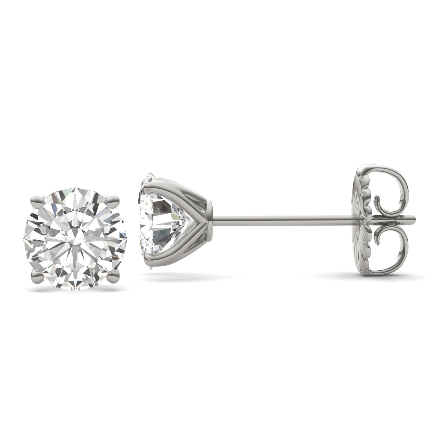 3.00 CTW DEW Round Forever One™ Moissanite Four Prong Martini Stud Earrings