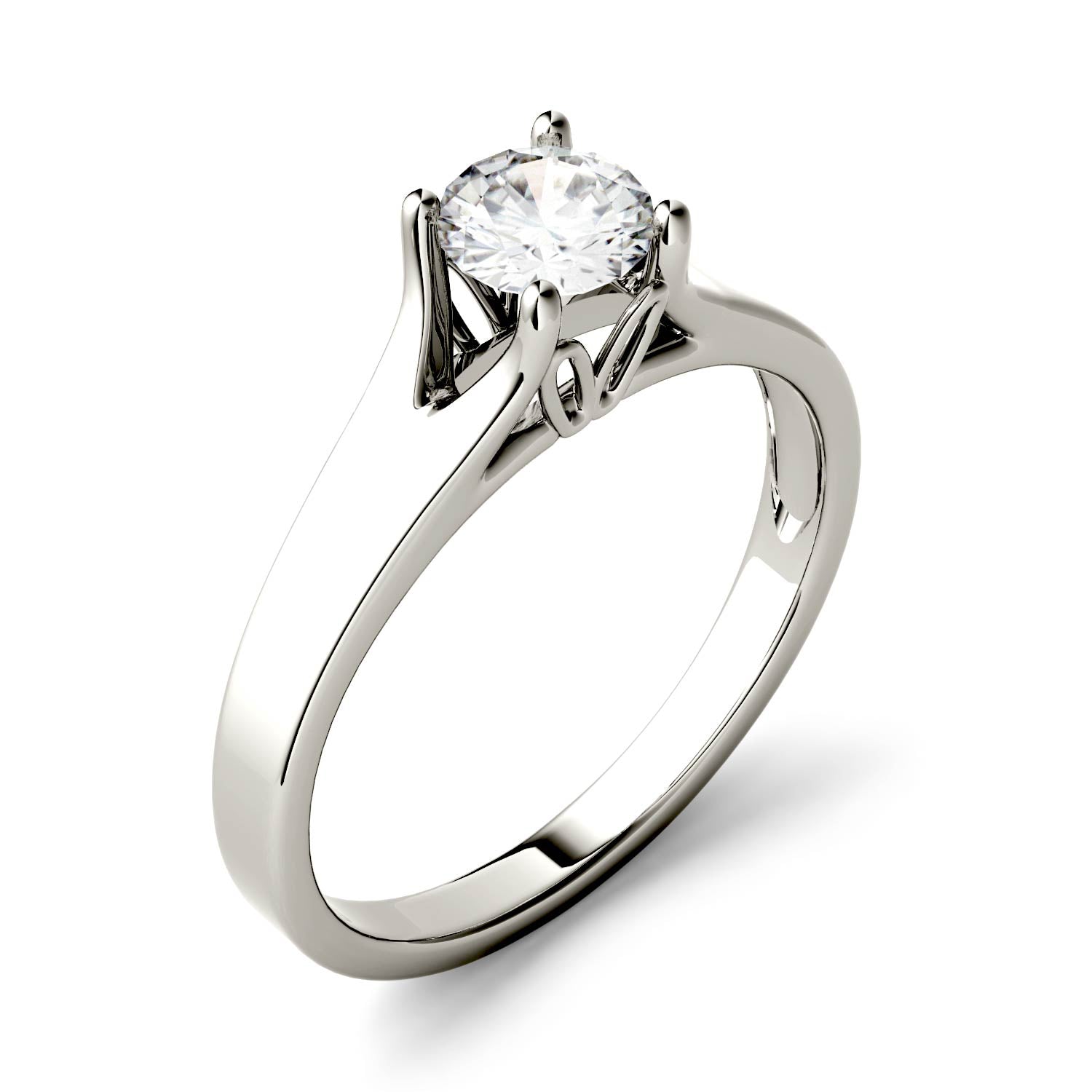 1.00 CTW DEW Round Forever One™ Moissanite Solitaire Peg Ring