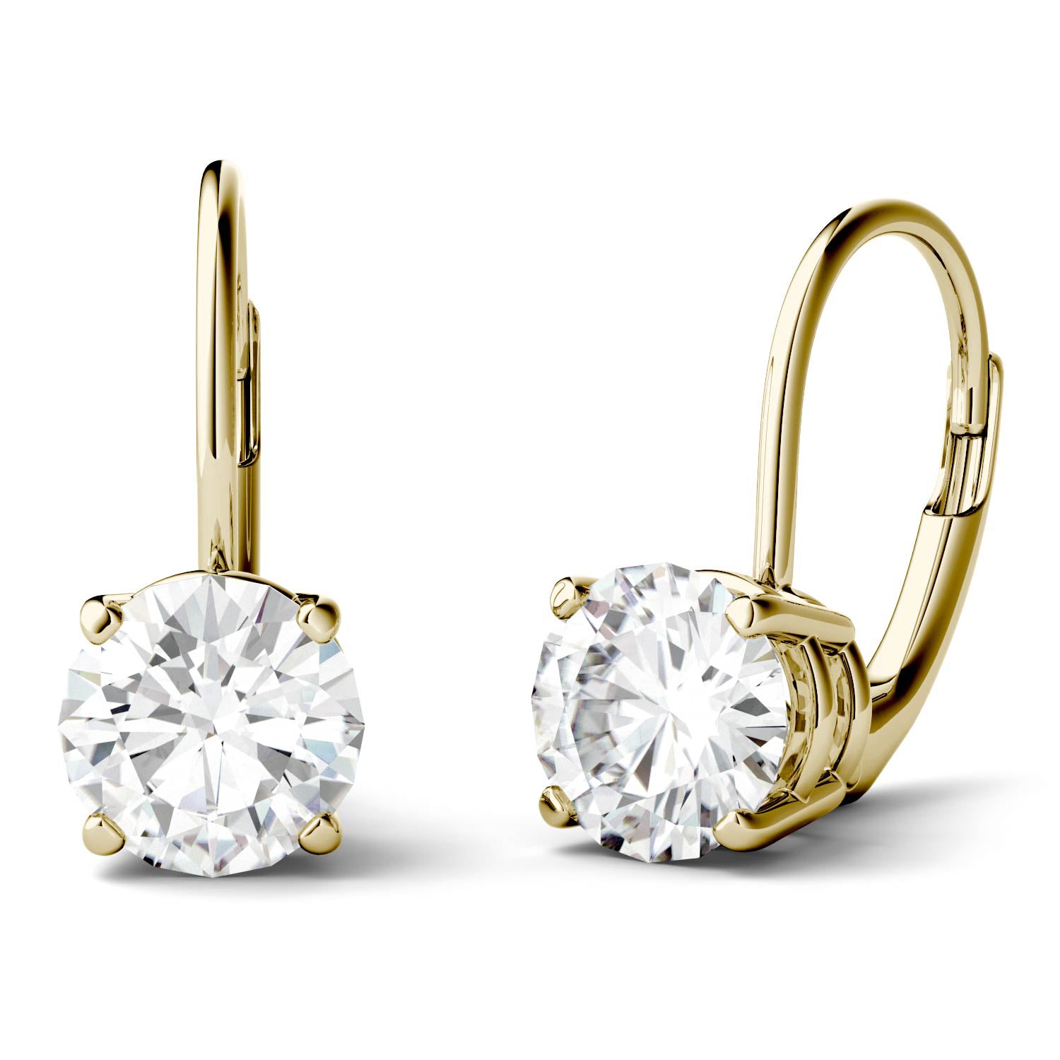 2.40 CTW DEW Round Forever One™ Moissanite Leverback Earrings