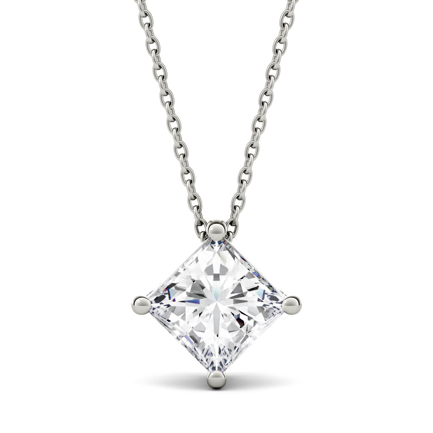 1.70 CTW DEW Square Forever One™ Moissanite Solitaire Pendant Necklace