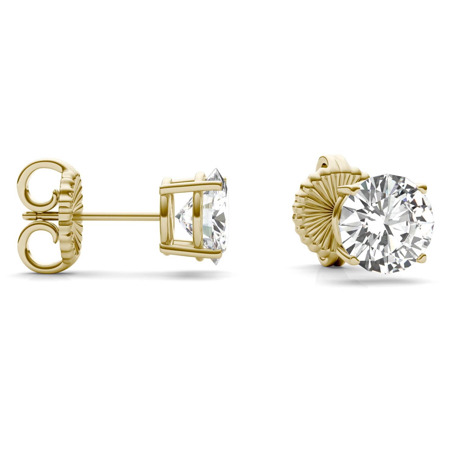 3.80 CTW DEW Round Forever One™ Moissanite Four Prong Stud Earrings