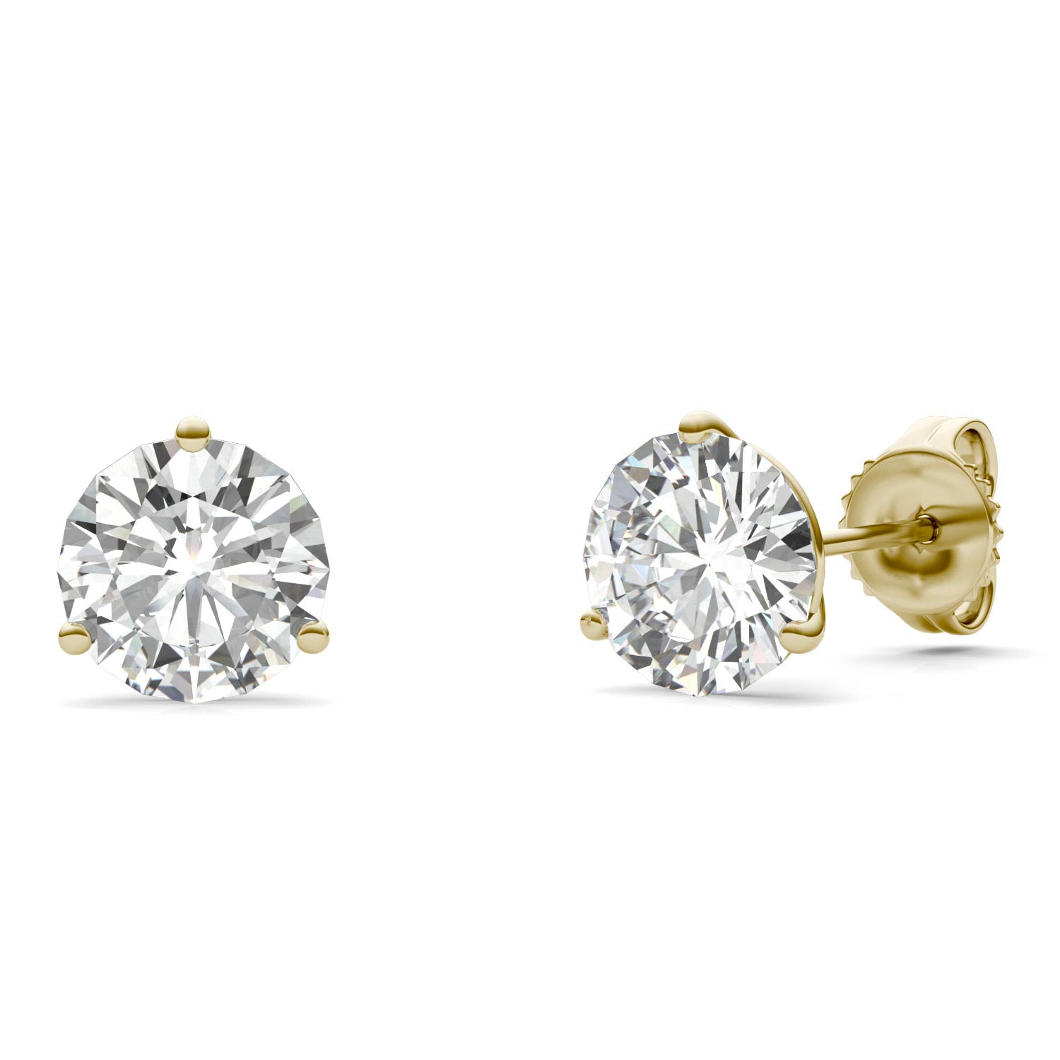 2.00 CTW DEW Round Forever One™ Moissanite Three Prong Martini Stud Earrings