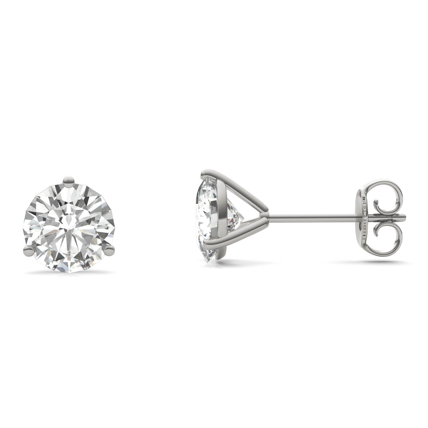 2.00 CTW DEW Round Forever One™ Moissanite Three Prong Martini Stud Earrings