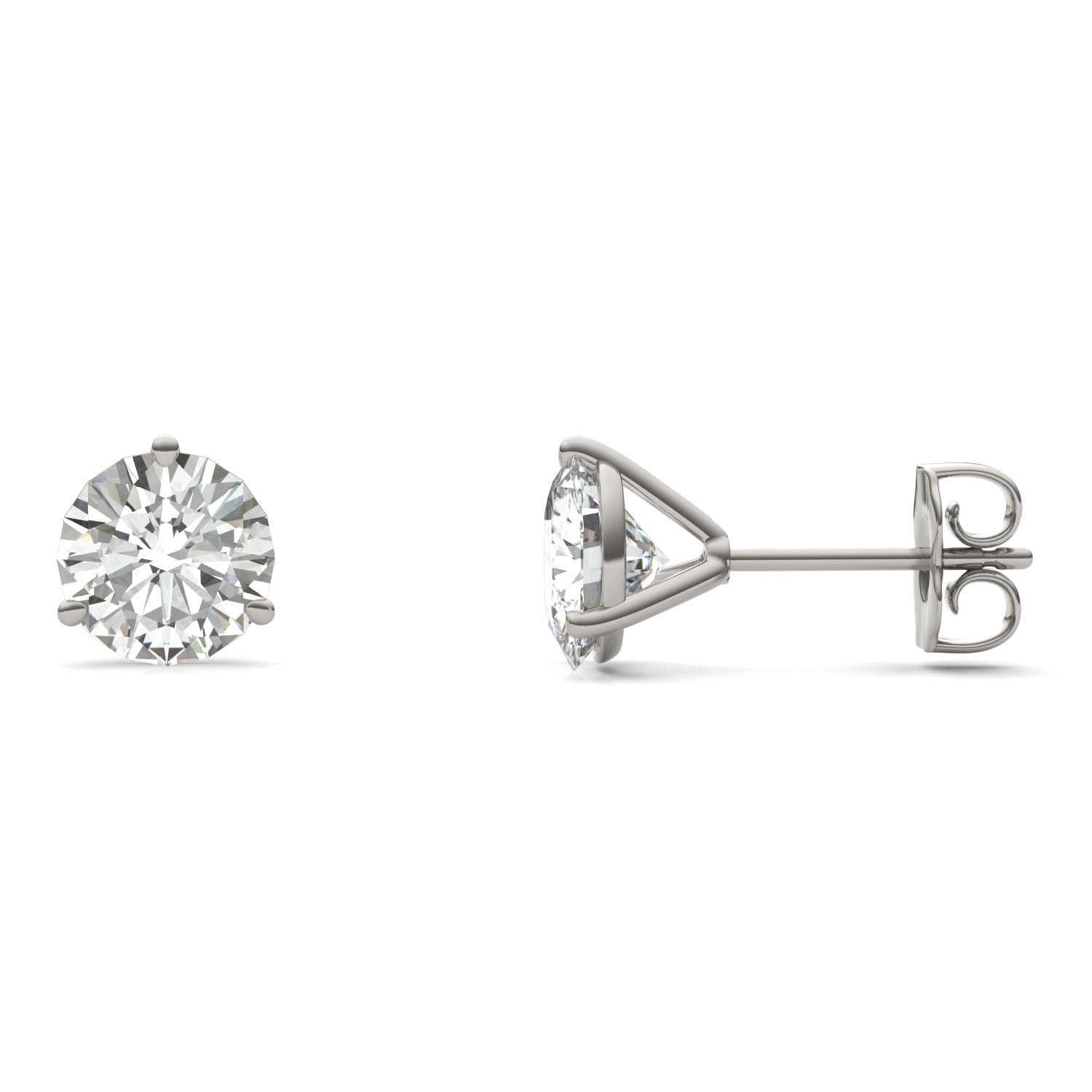 3.00 CTW DEW Round Forever One Moissanite Three Prong Martini Stud Earrings