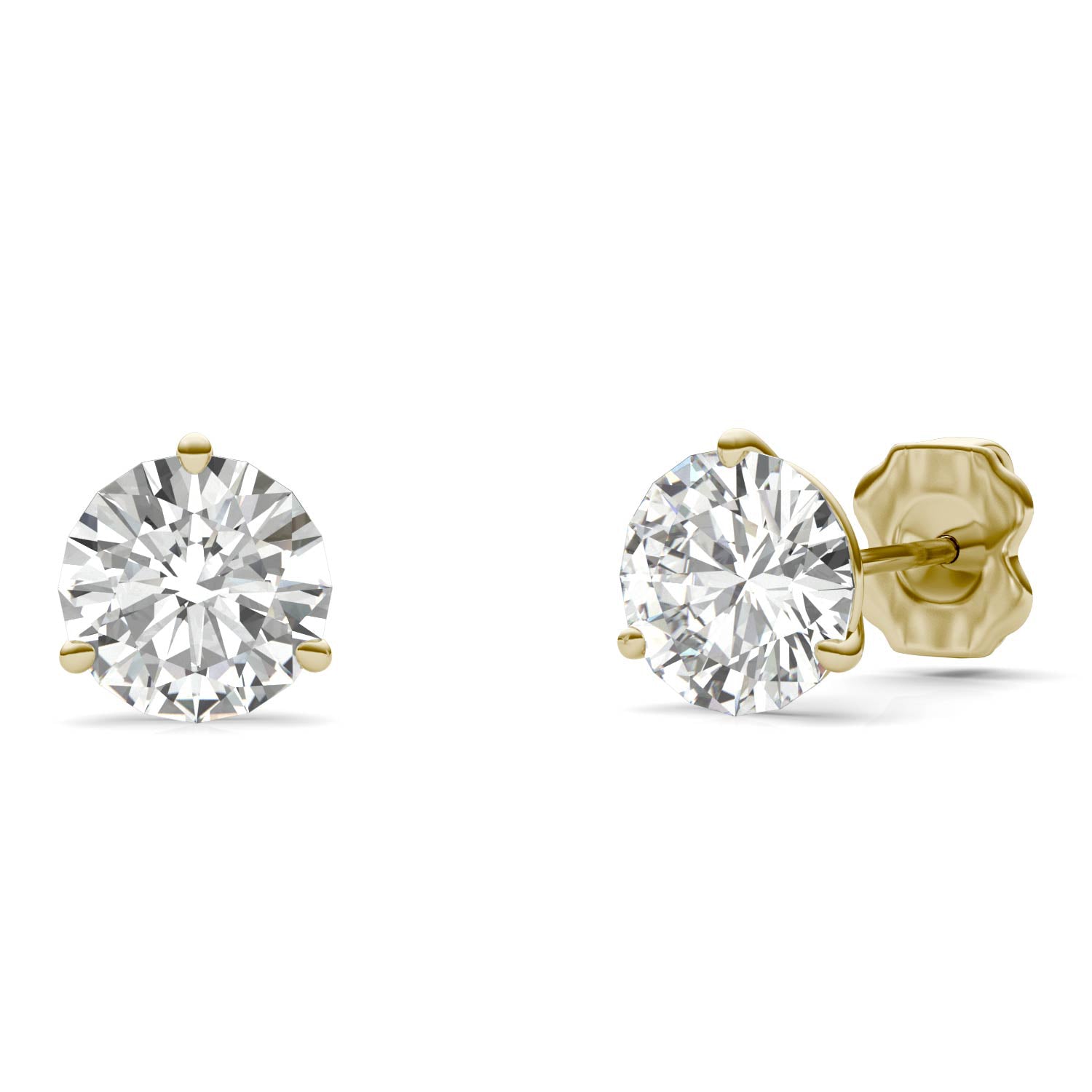 3.00 CTW DEW Round Forever One Moissanite Three Prong Martini Stud Earrings