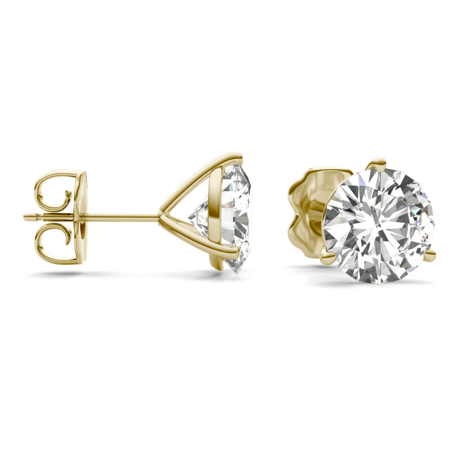 3.80 CTW DEW Round Forever One™ Moissanite Three Prong Martini Stud Earrings