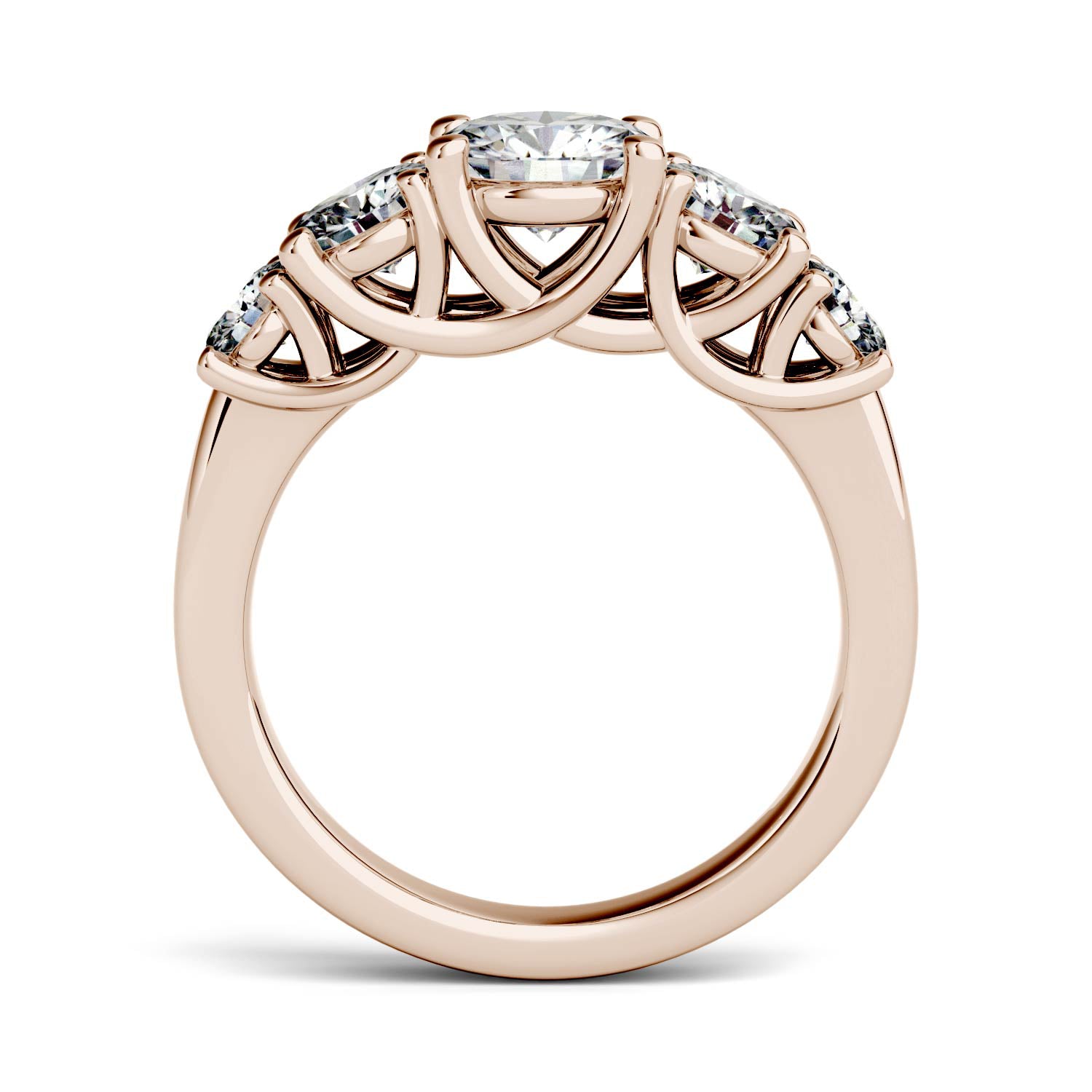 2.32 CTW DEW Round Forever One™ Moissanite Five Stone Trellis Fashion Ring