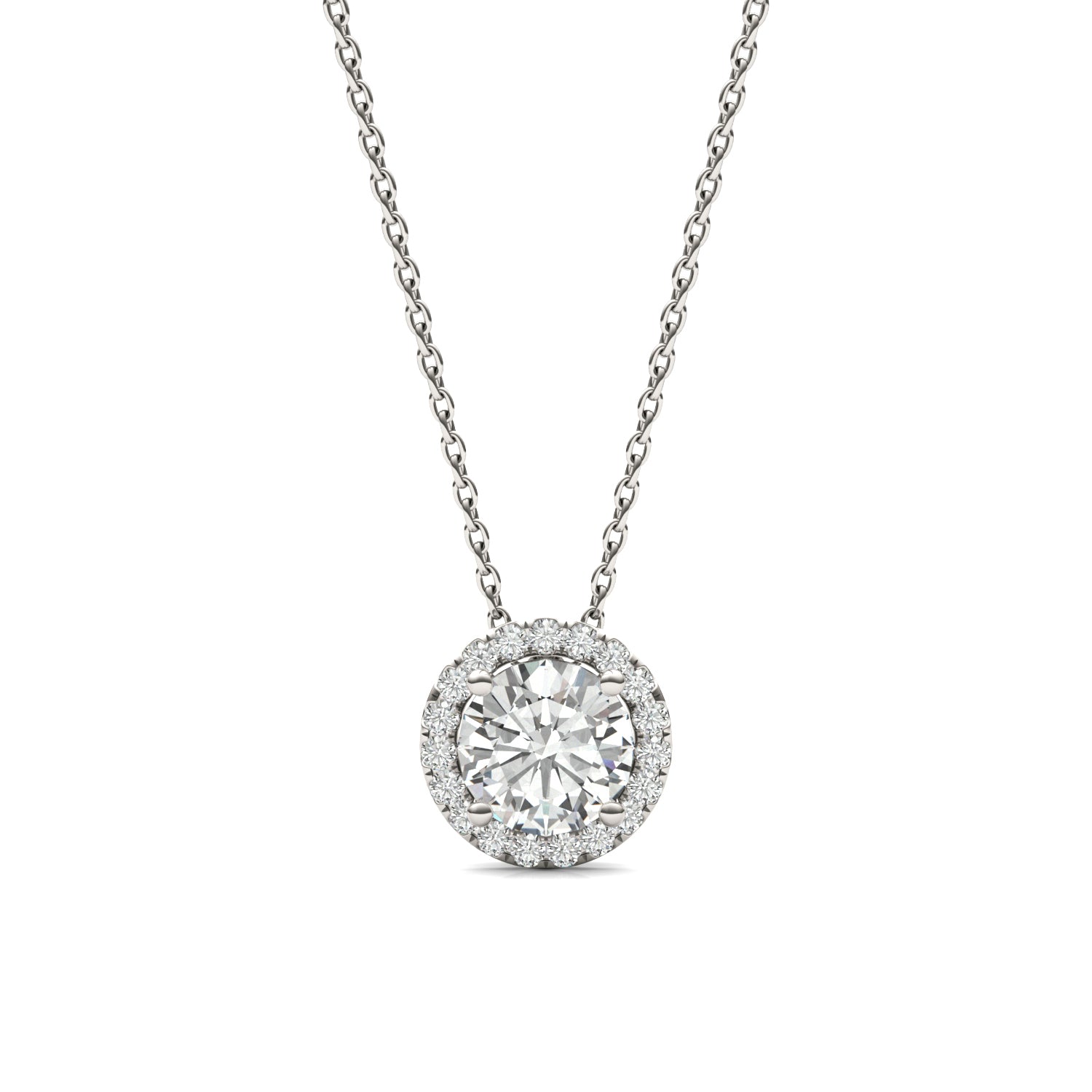 1.19 CTW DEW Round Forever One™ Moissanite Halo Necklace