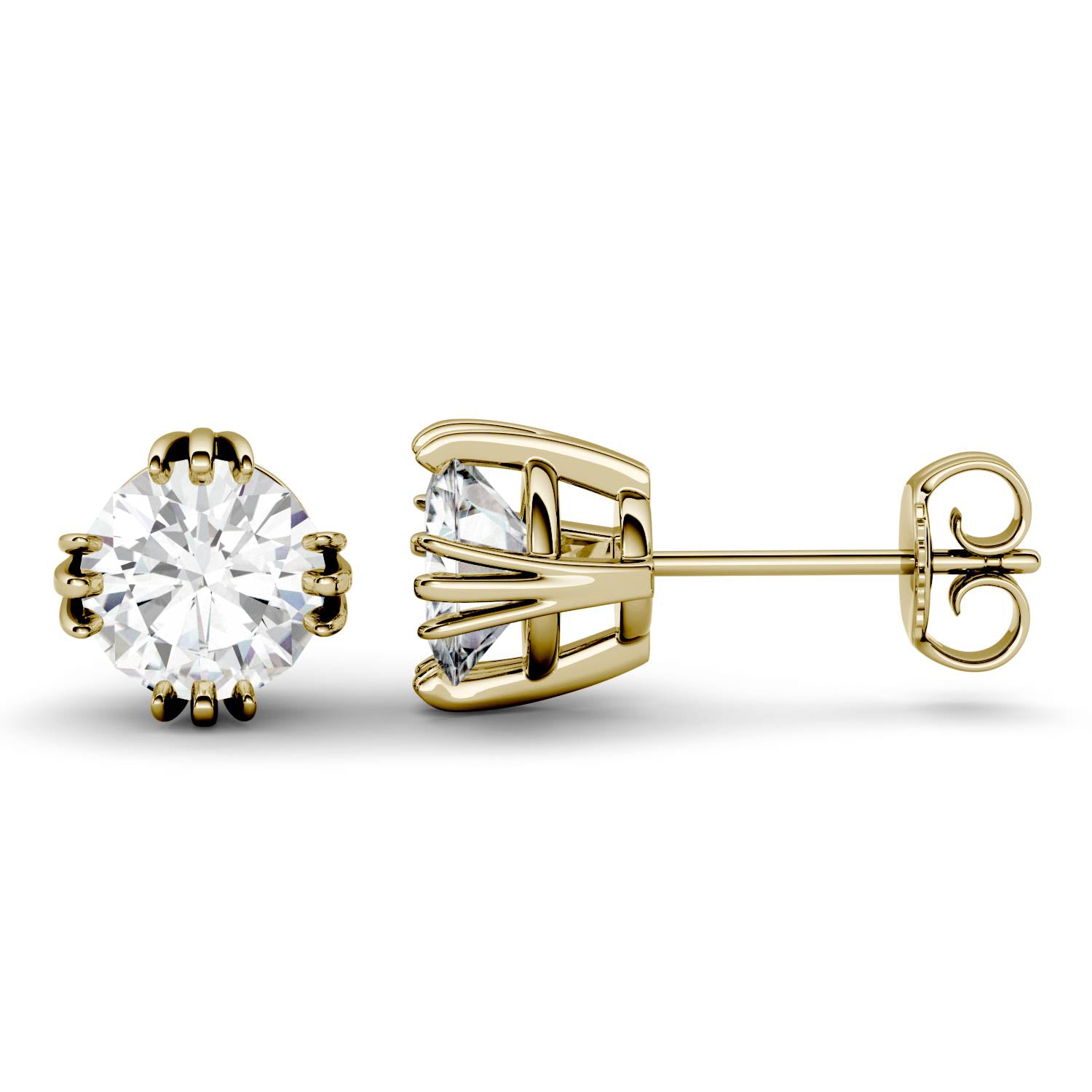 2.00 CTW DEW Round Forever One™ Moissanite Solitaire Stud Earrings