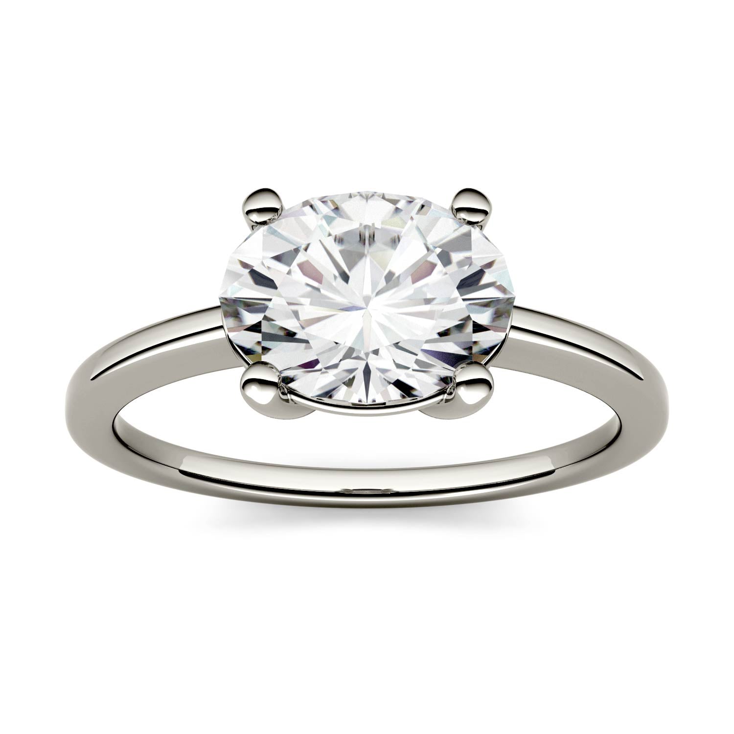 2.10 CTW DEW Oval Forever One™ Moissanite East-West Solitaire Engagement Ring