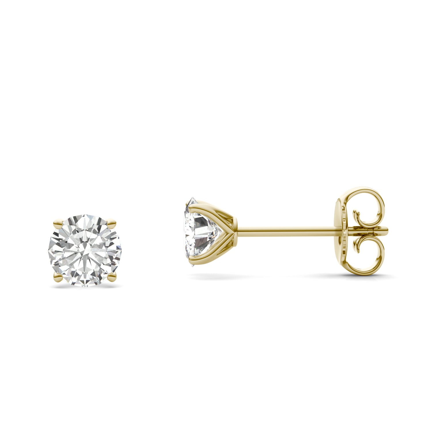 1.00 CTW DEW Round Forever One™ Moissanite Four Prong Martini Stud Earrings