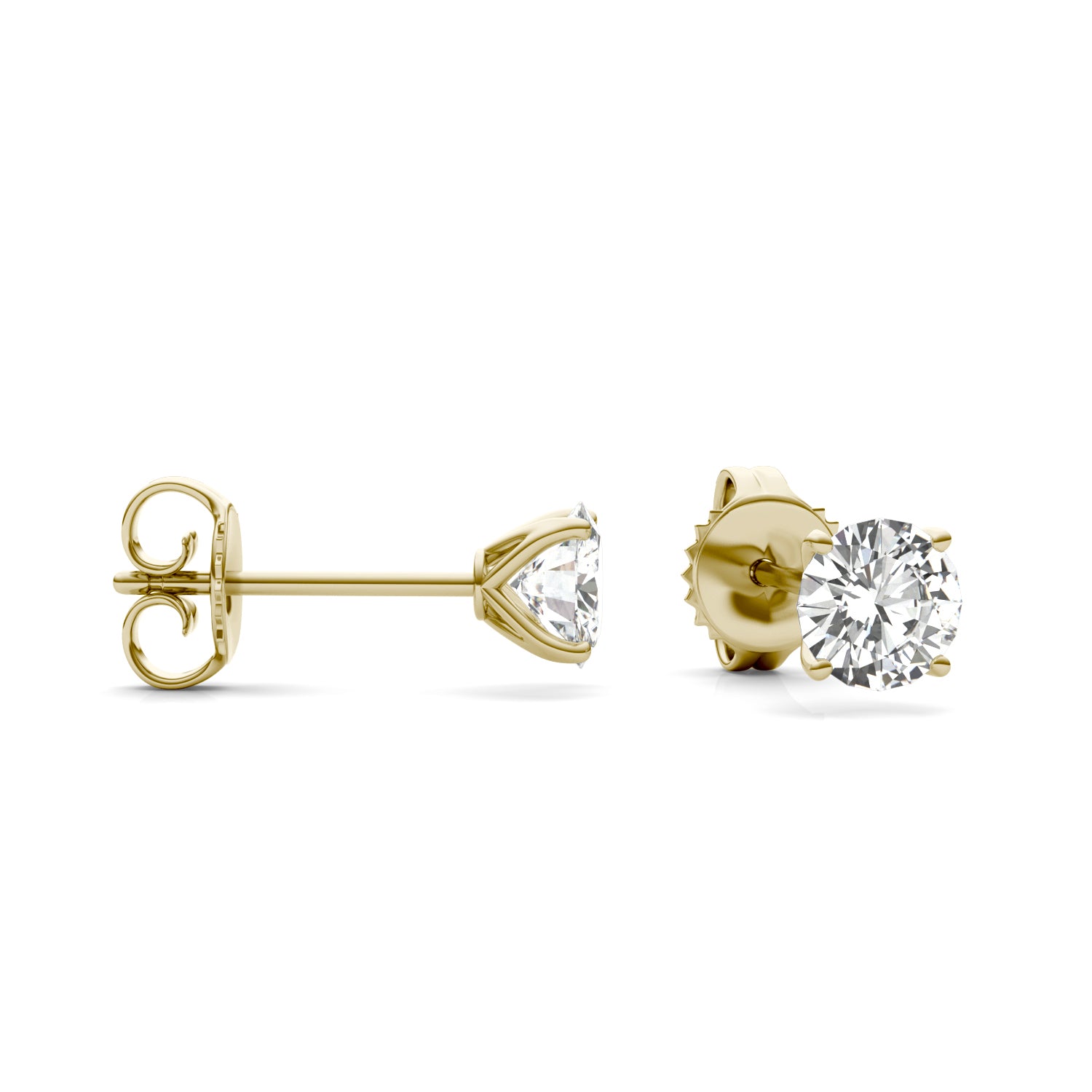 1.20 CTW DEW Round Forever One™ Moissanite Four Prong Martini Stud Earrings